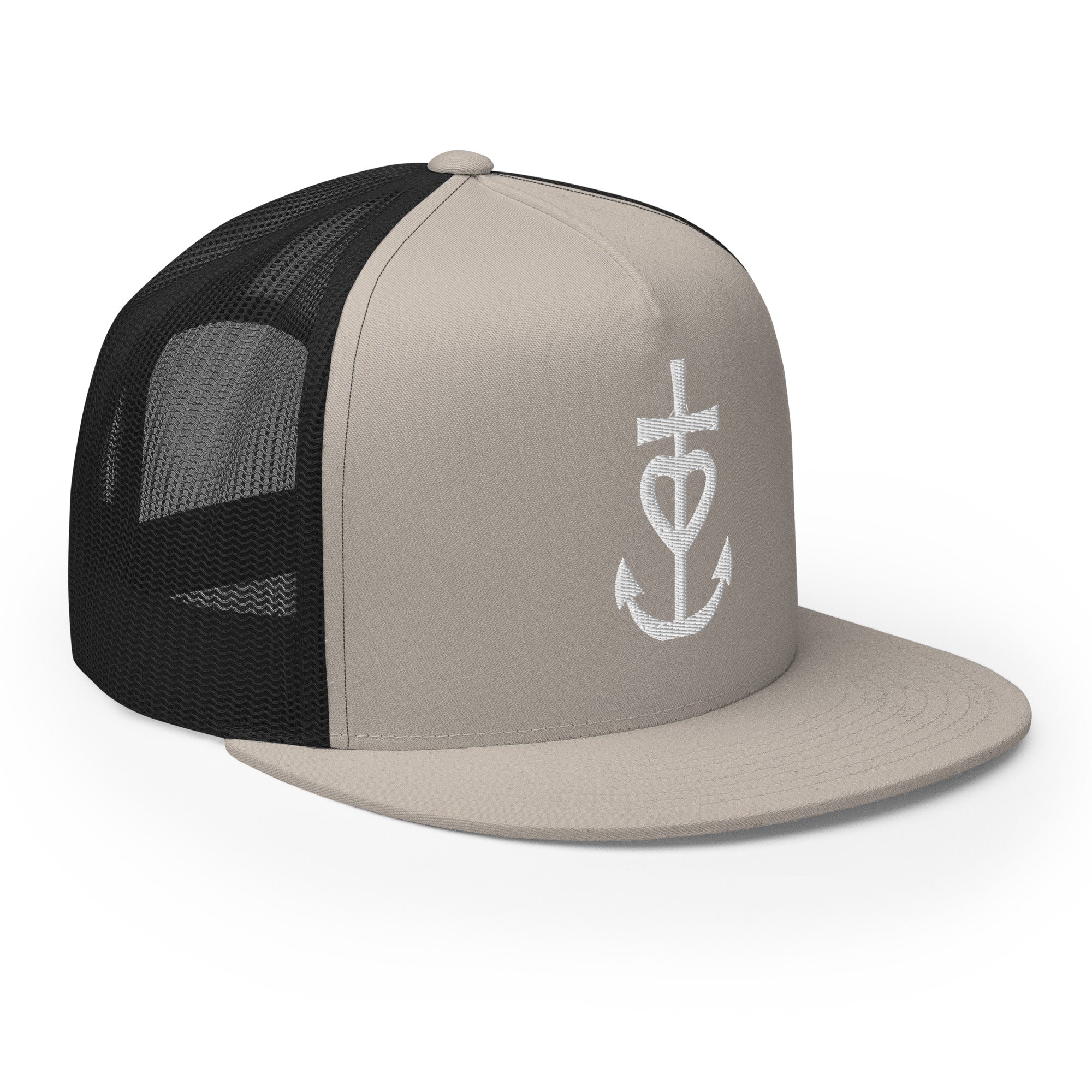 Two-Tone Trucker Cap Large Croix de Camargue White