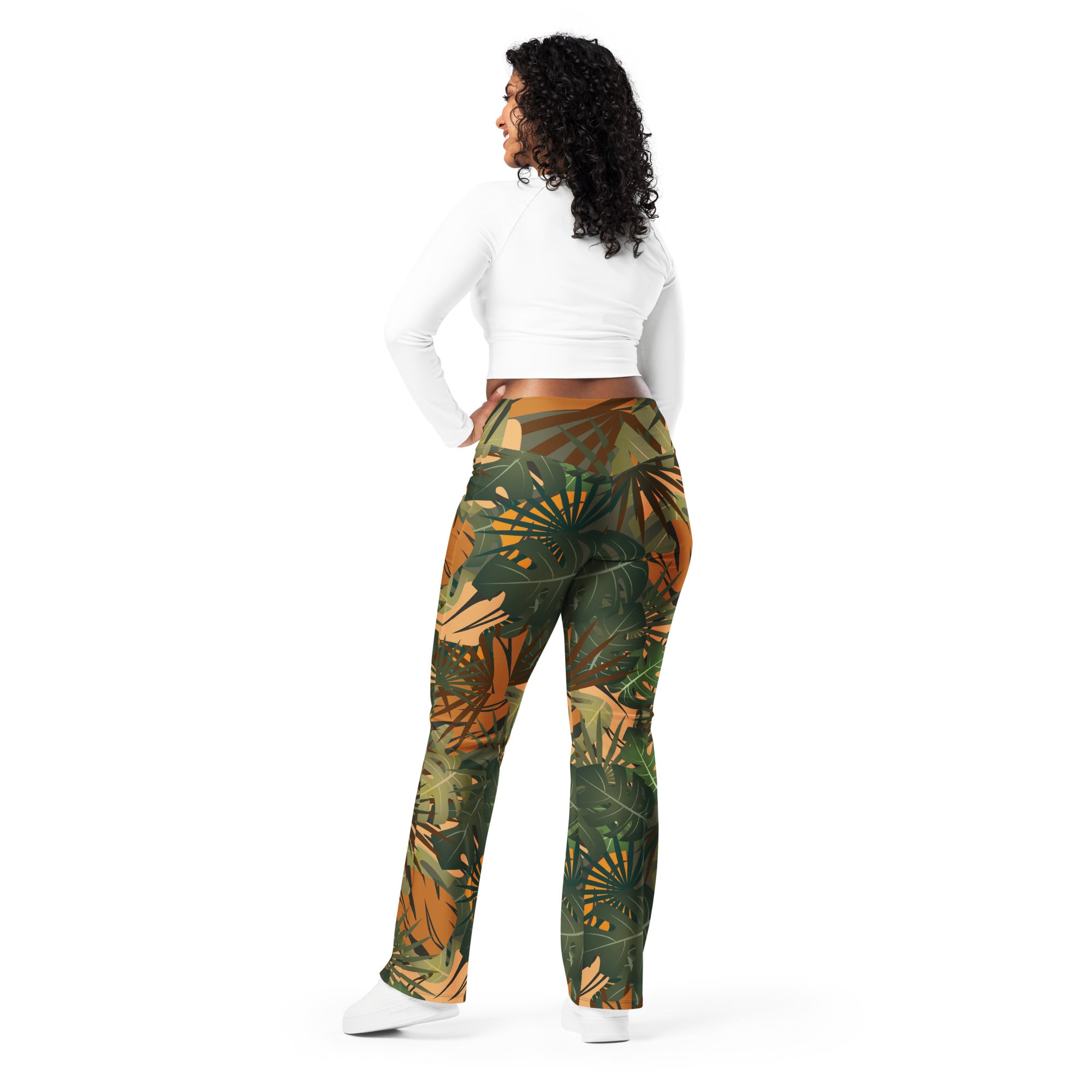 Recycled polyester flare leggings with pocket Jungle