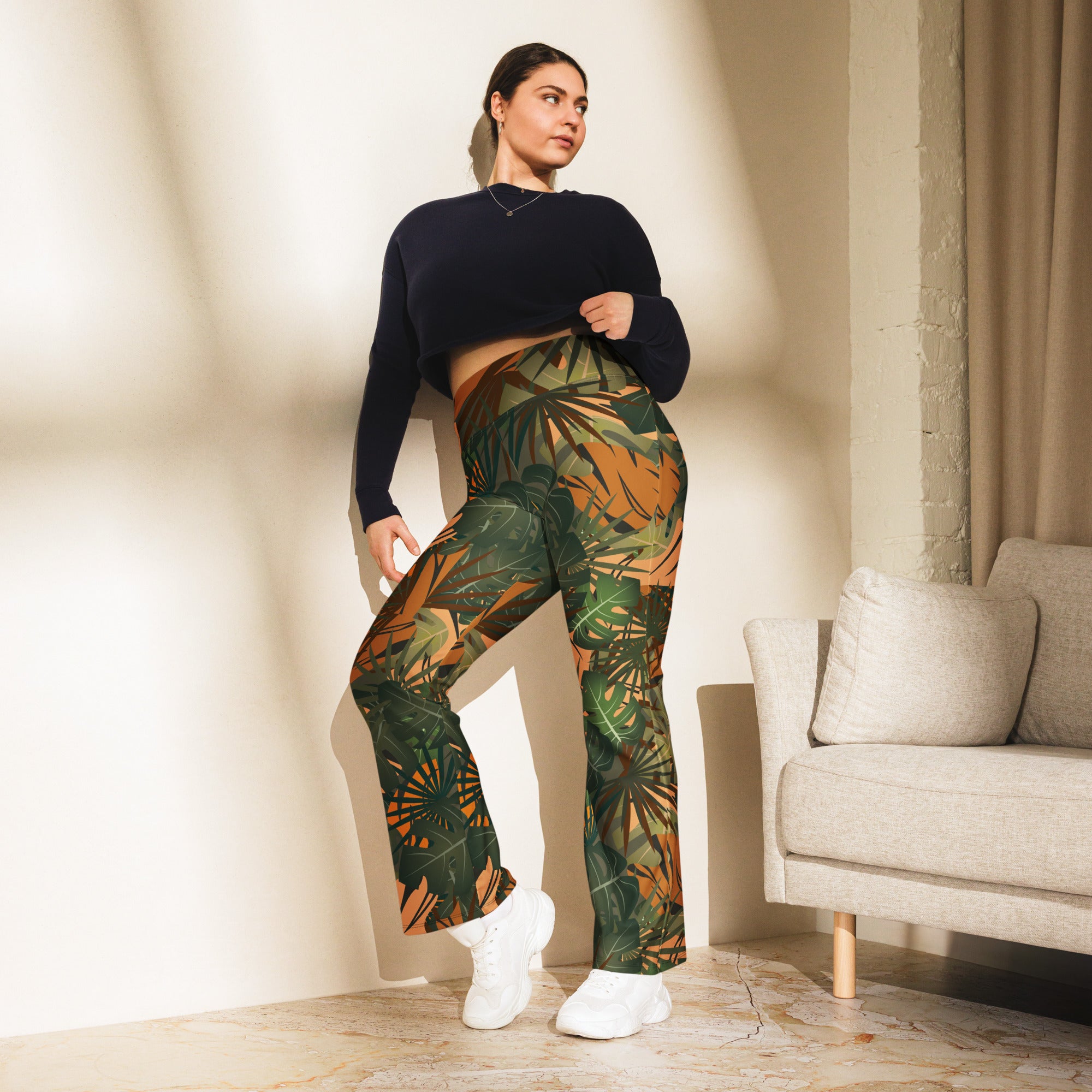 Recycled polyester flare leggings with pocket Jungle