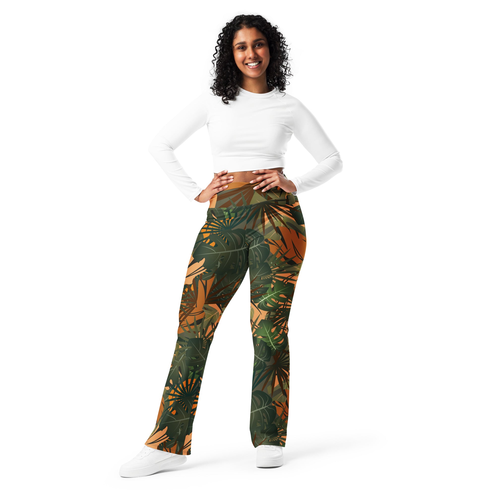 Recycled polyester flare leggings with pocket Jungle