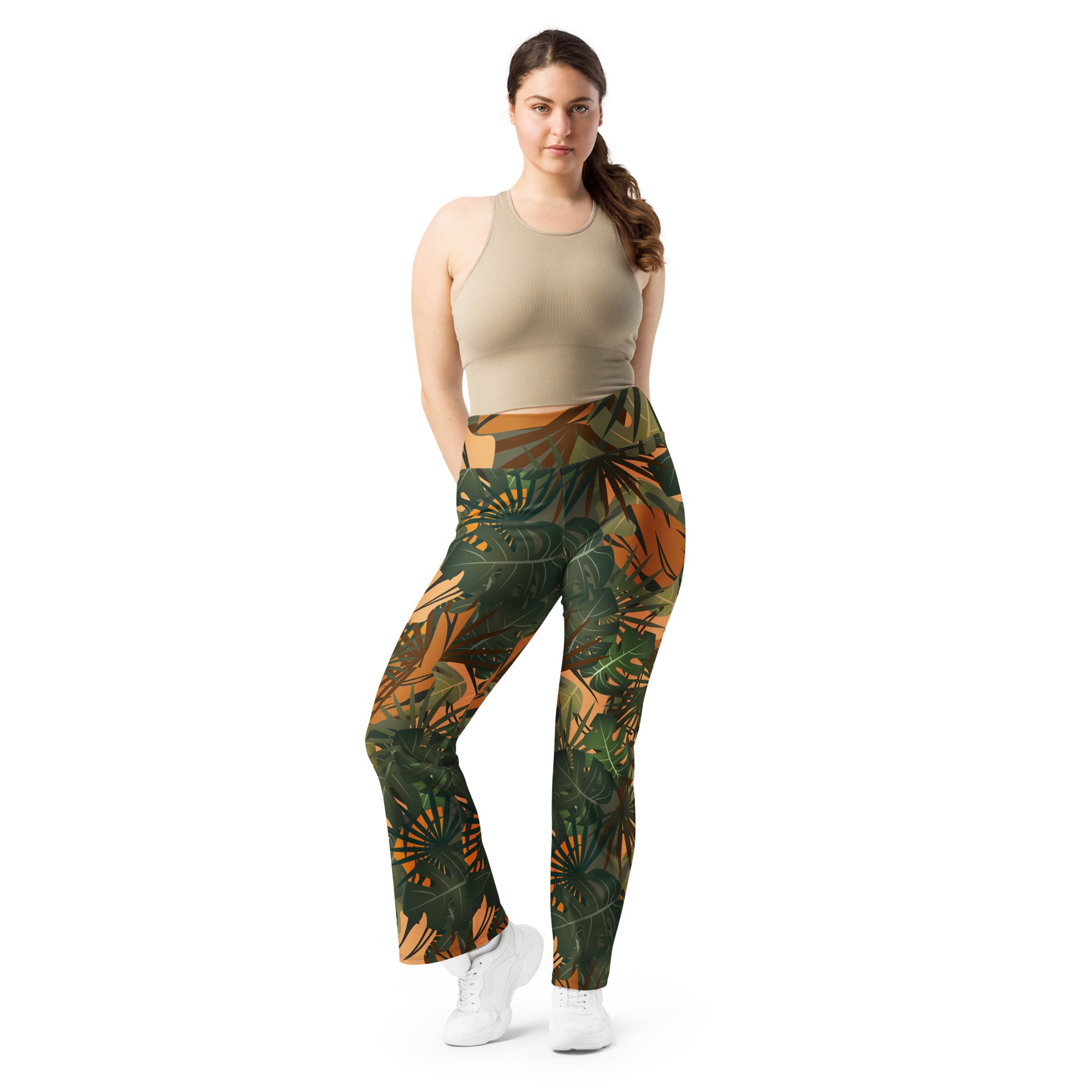 Recycled polyester flare leggings with pocket Jungle