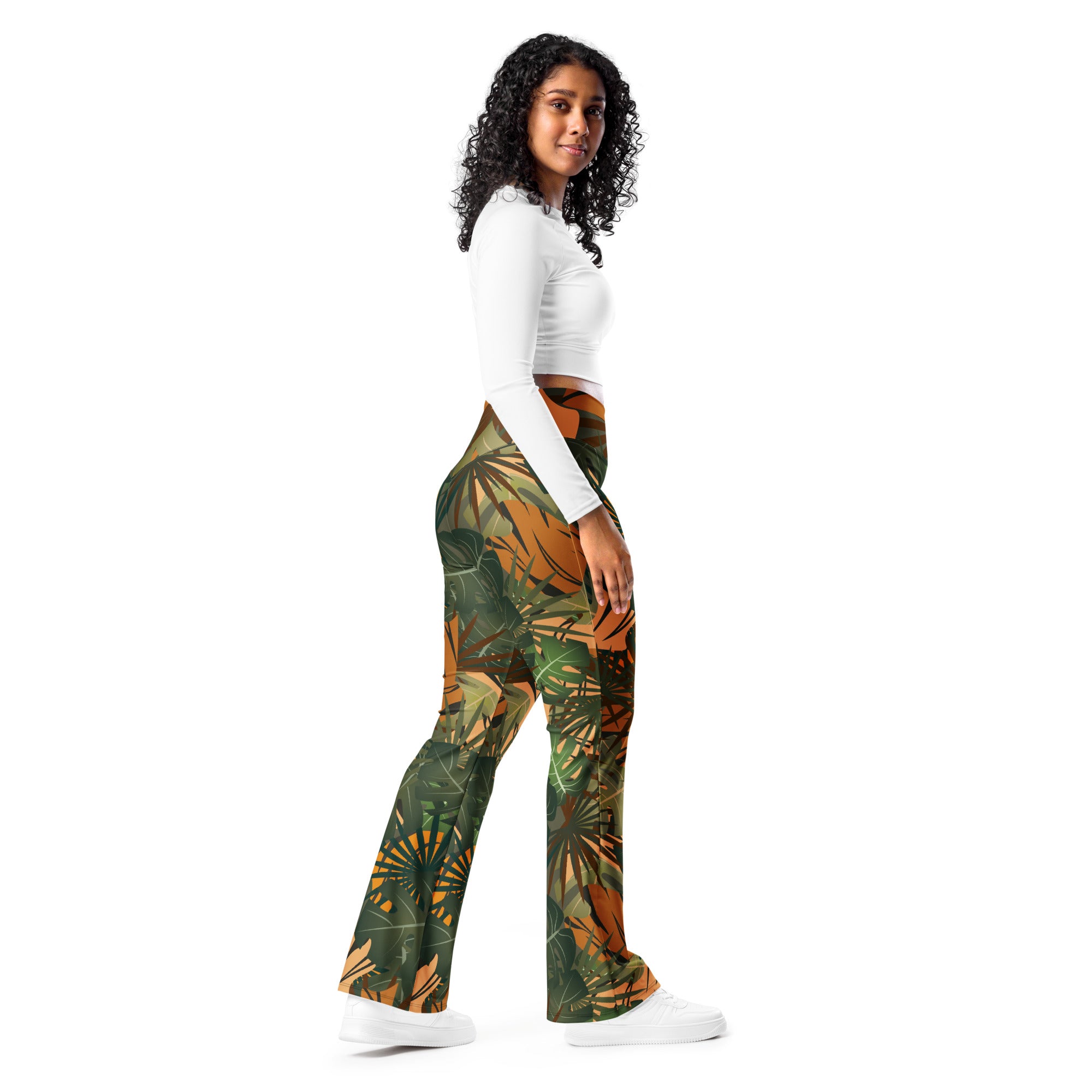 Recycled polyester flare leggings with pocket Jungle