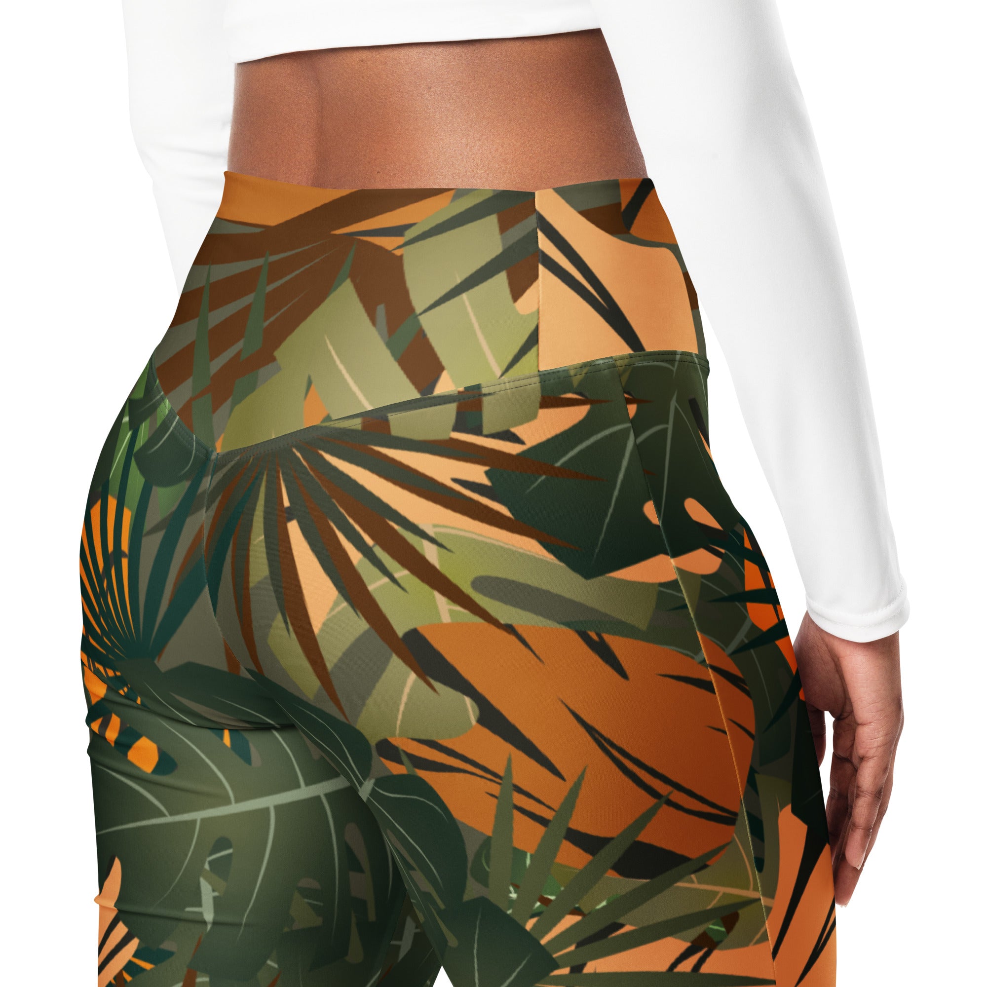 Leggings évasés en polyester recyclé avec poche Jungle