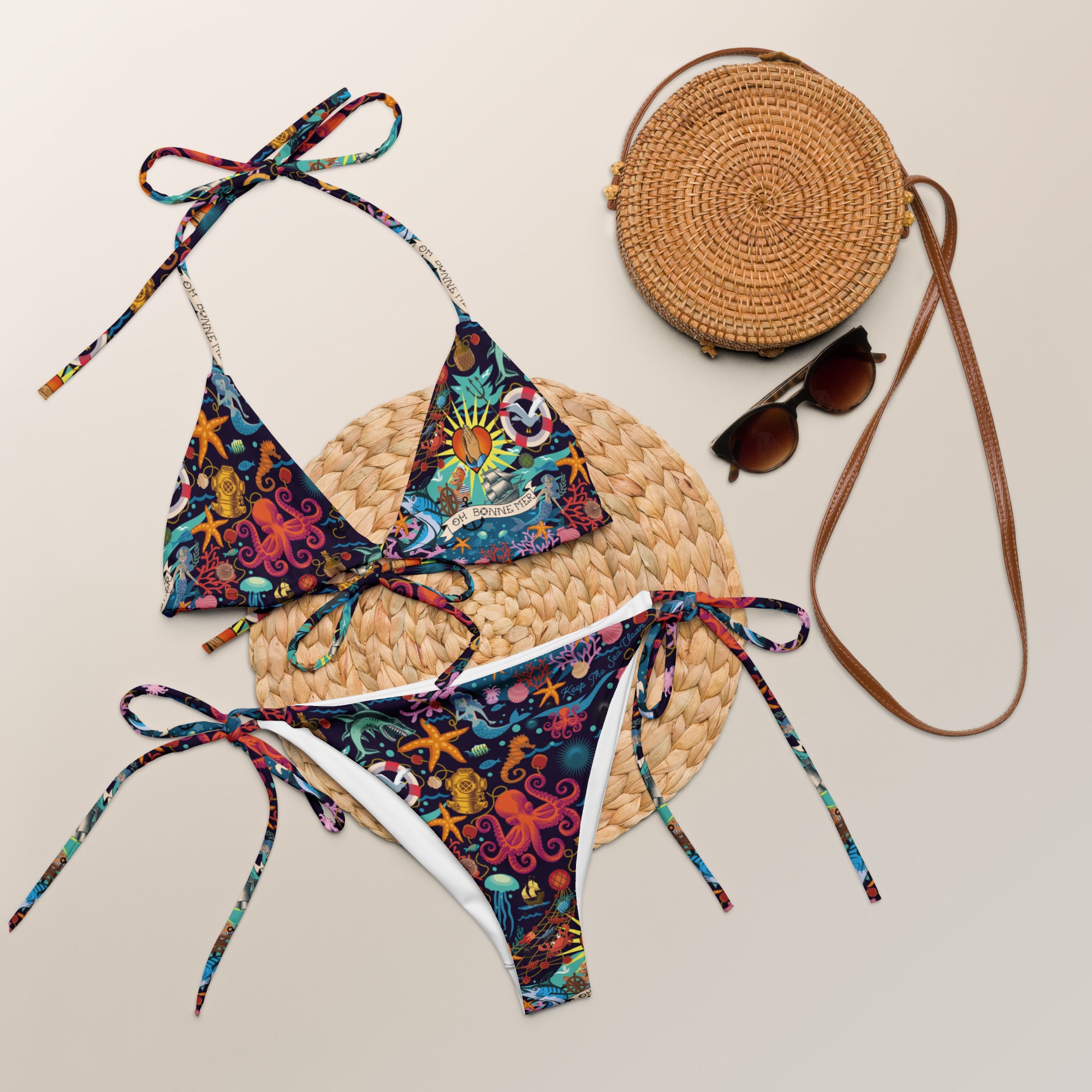 Recycled string bikini Oh Bonne Mer Dark Blue