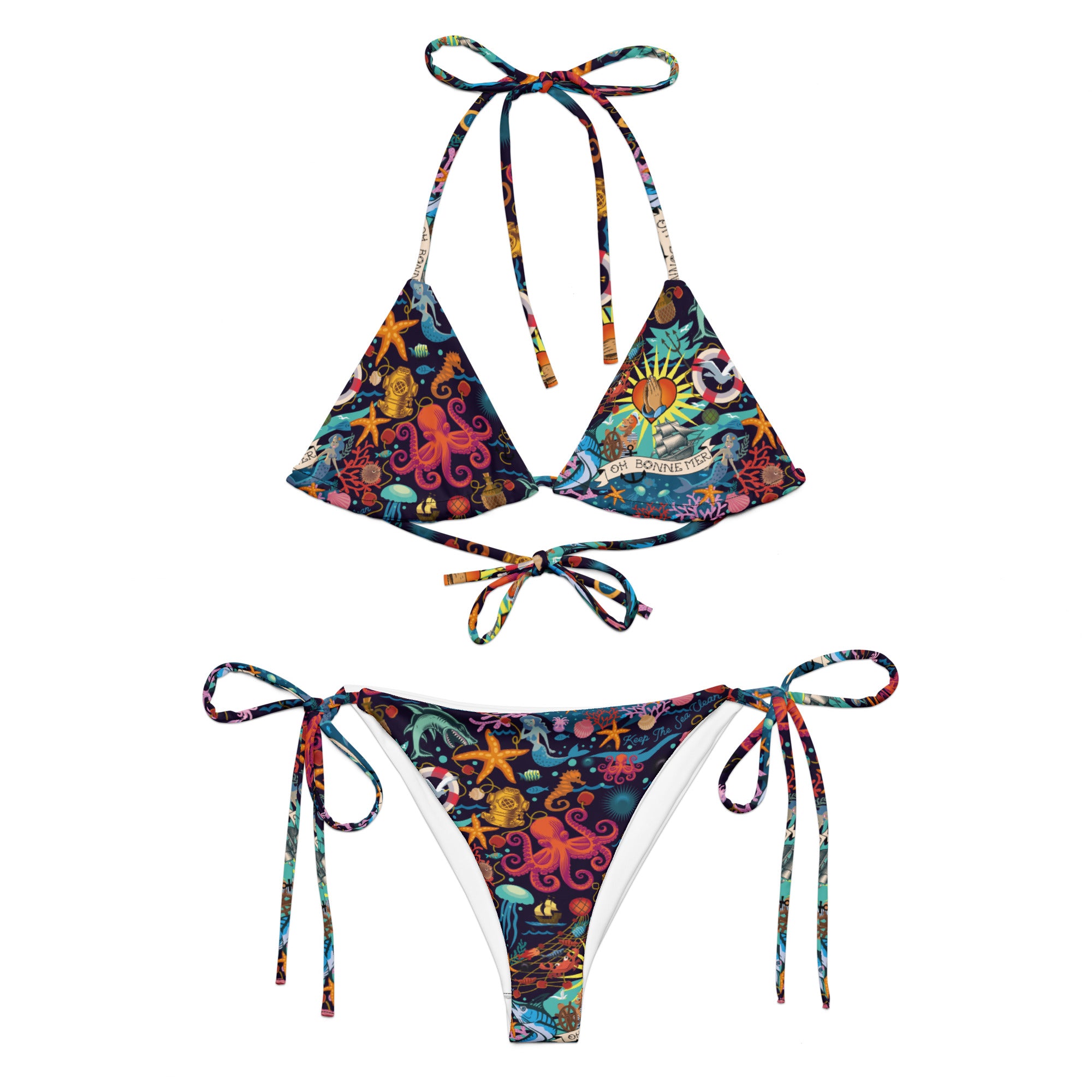 Recycled string bikini Oh Bonne Mer Dark Blue