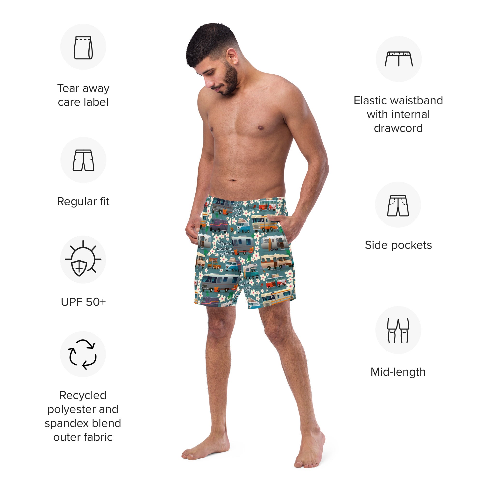 Men's swim trunks Vintage Campers