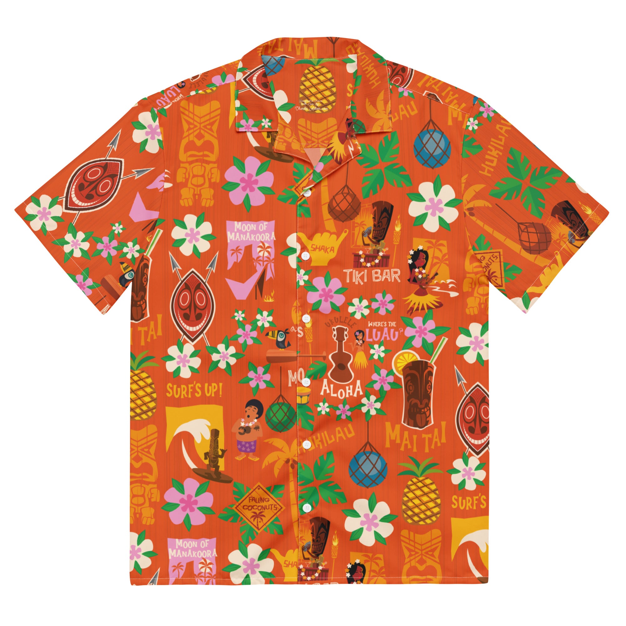 Tiki Surf Red Hawaiian Shirt