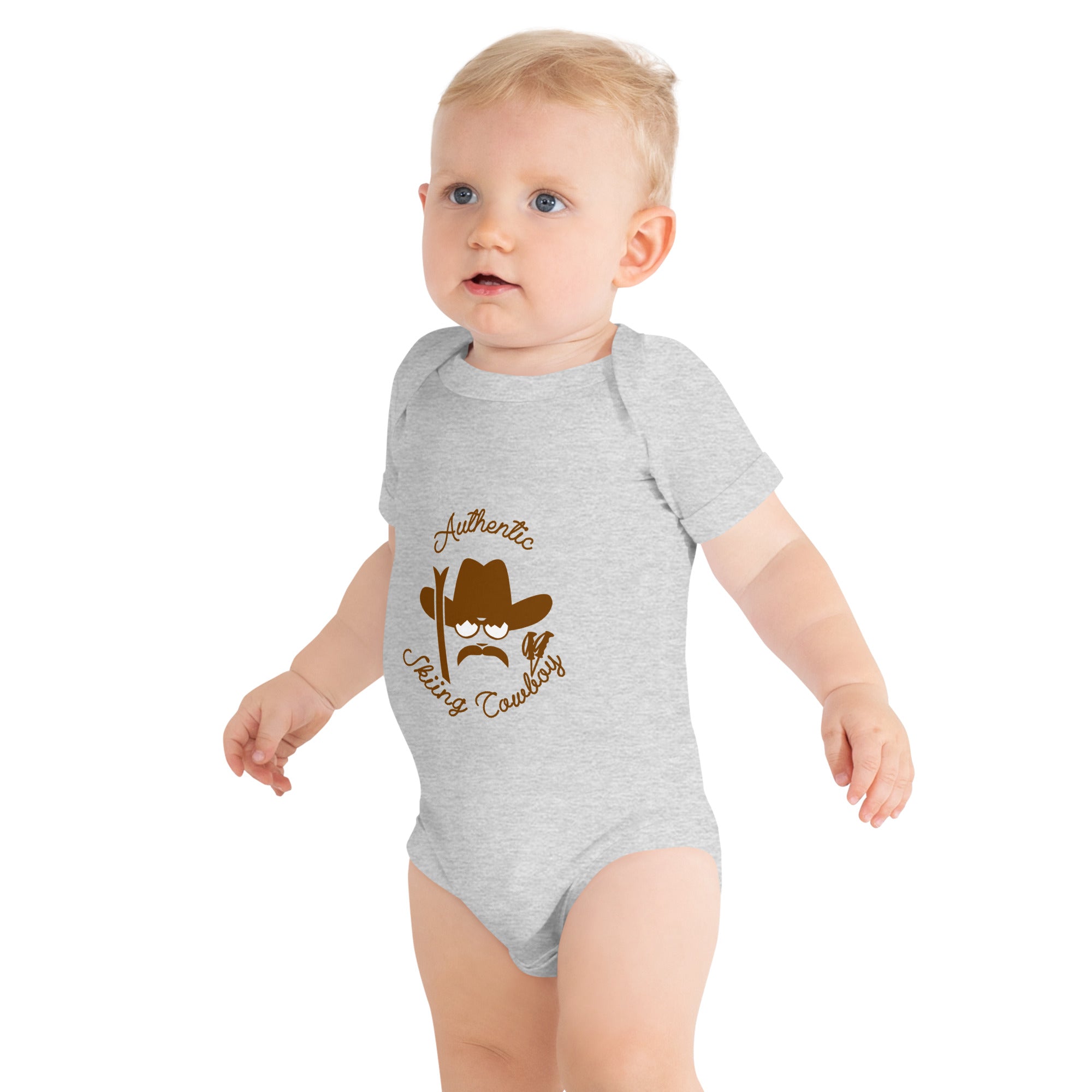 Baby short sleeve one piece Authentic Skiing Cowboy