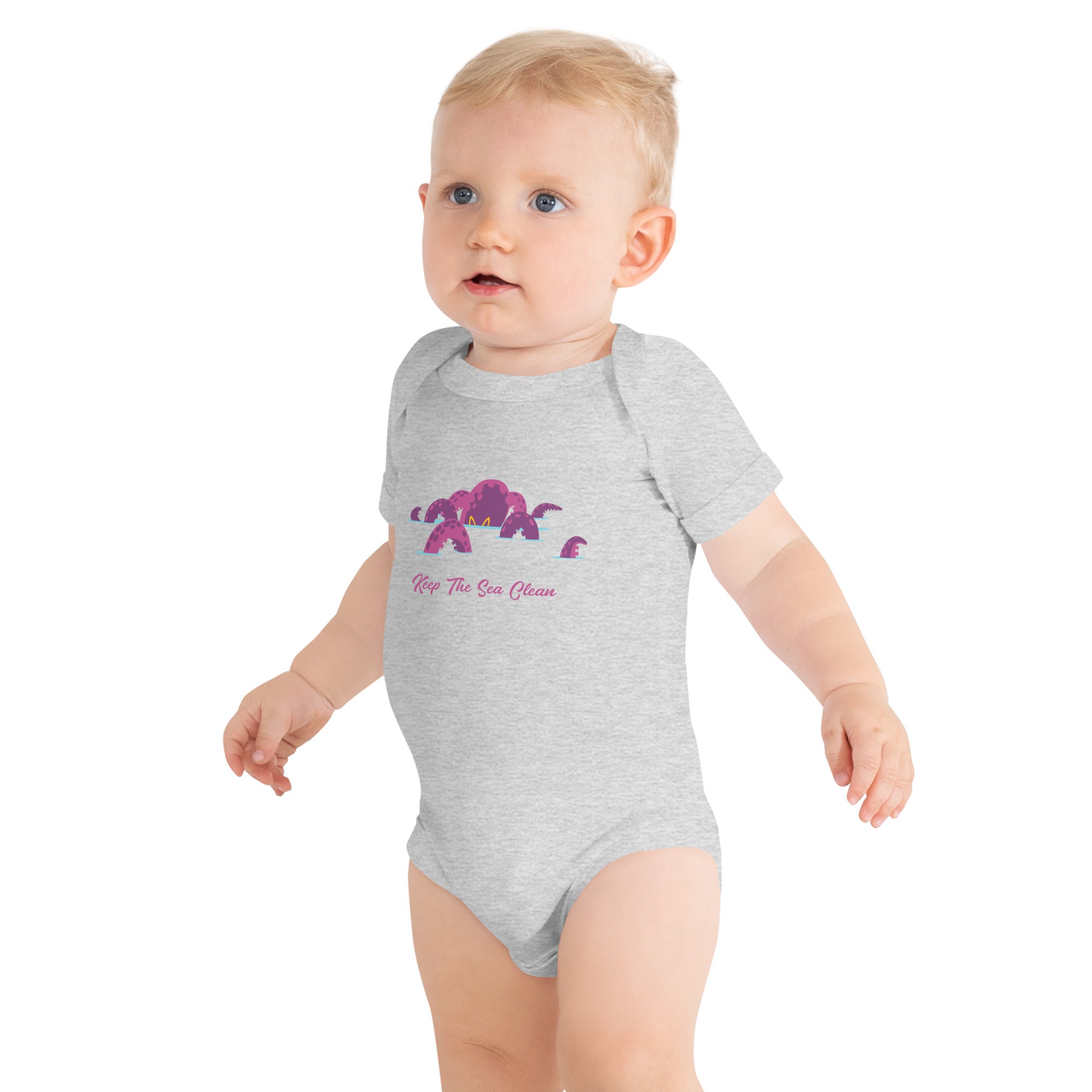 Baby short sleeve one piece Octopus Purple