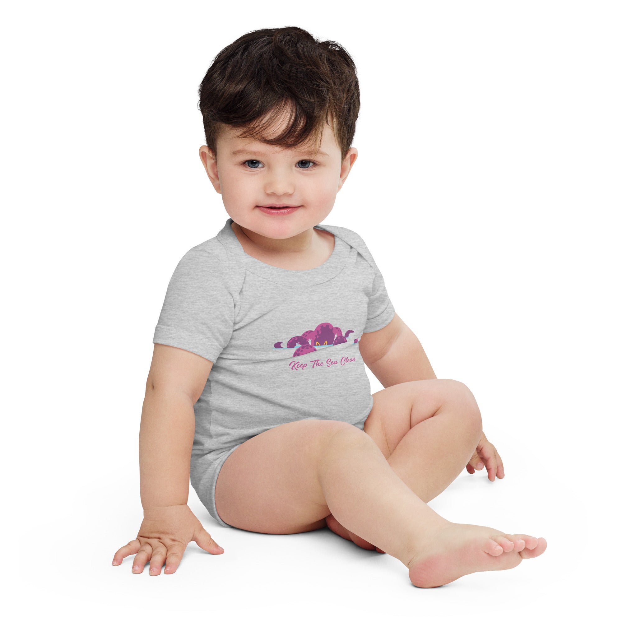 Baby short sleeve one piece Octopus Purple