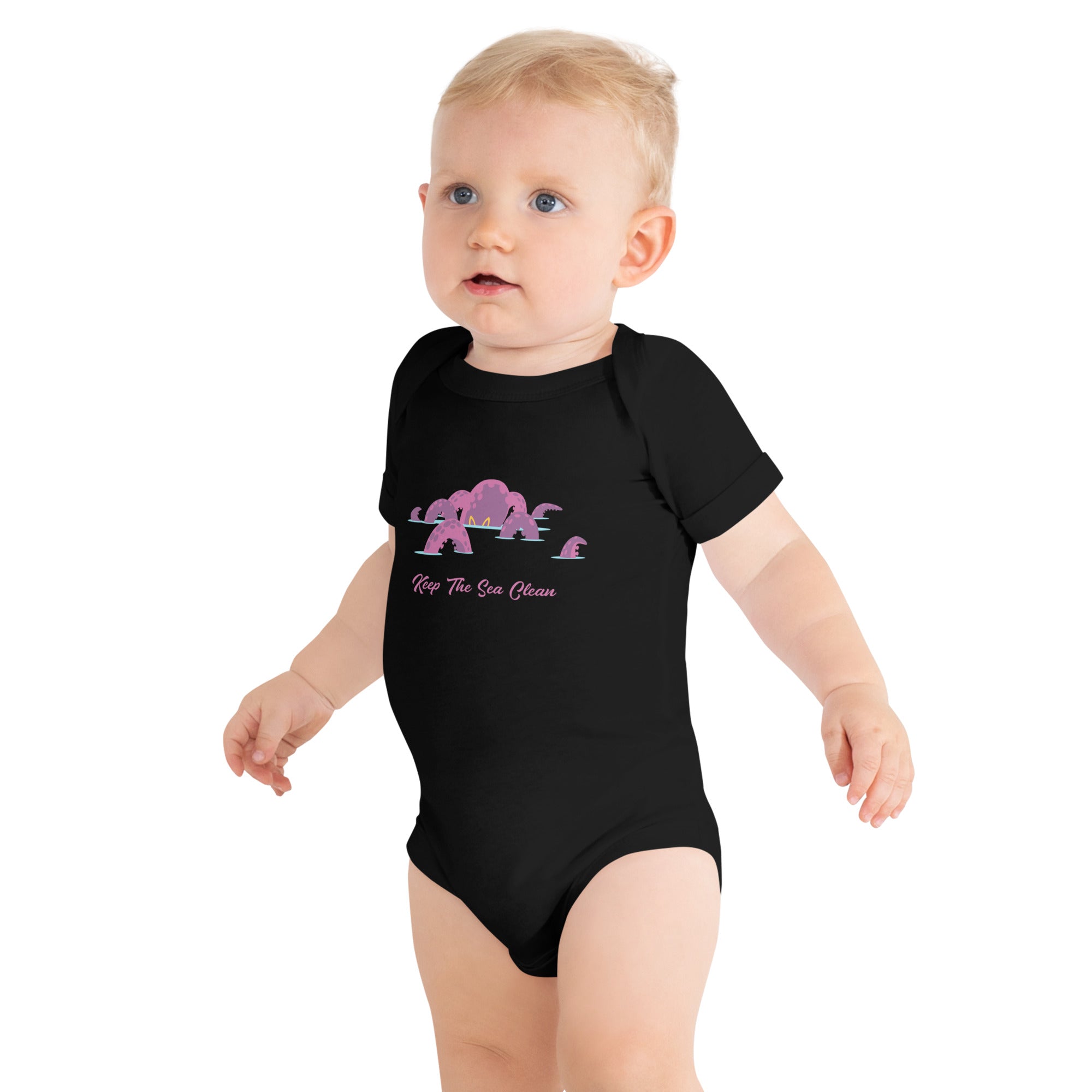 Baby short sleeve one piece Octopus Purple