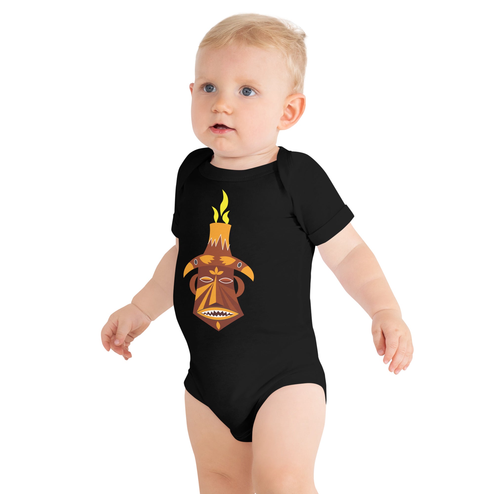 Baby short sleeve one piece Pele Tiki God