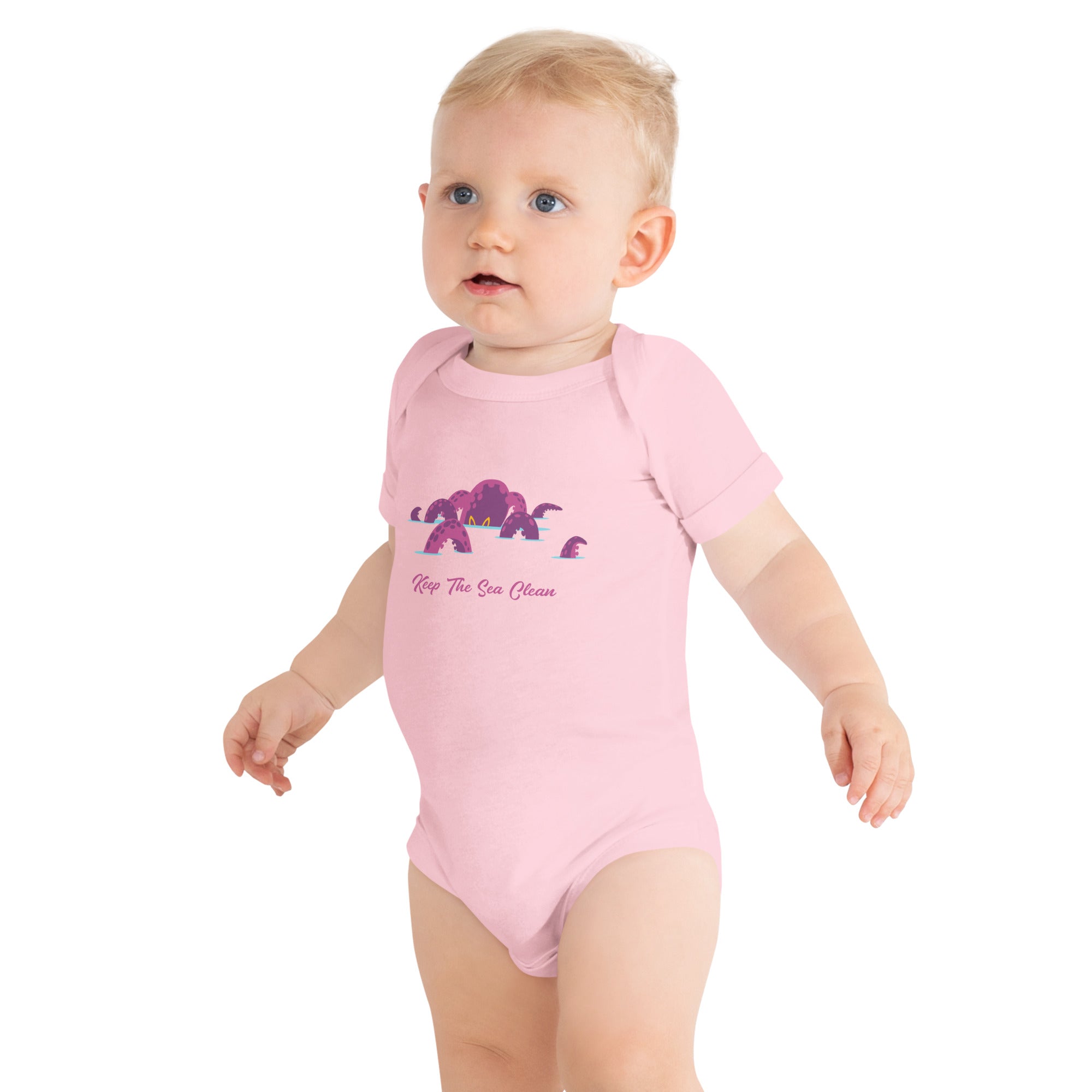 Baby short sleeve one piece Octopus Purple