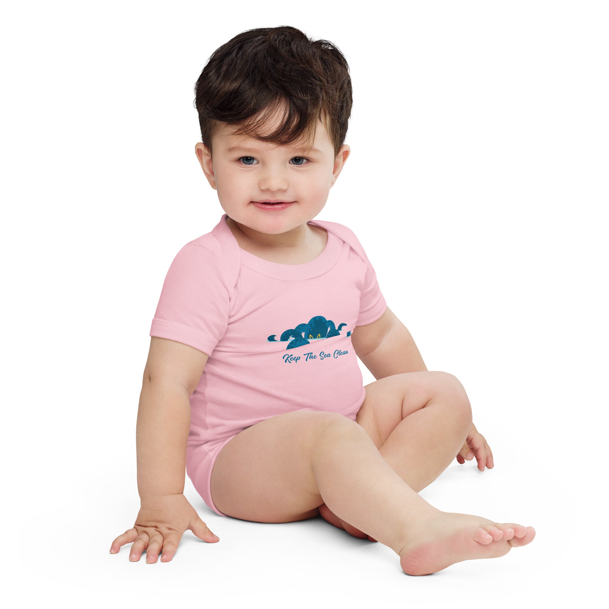 Baby short sleeve one piece Octopus Blue