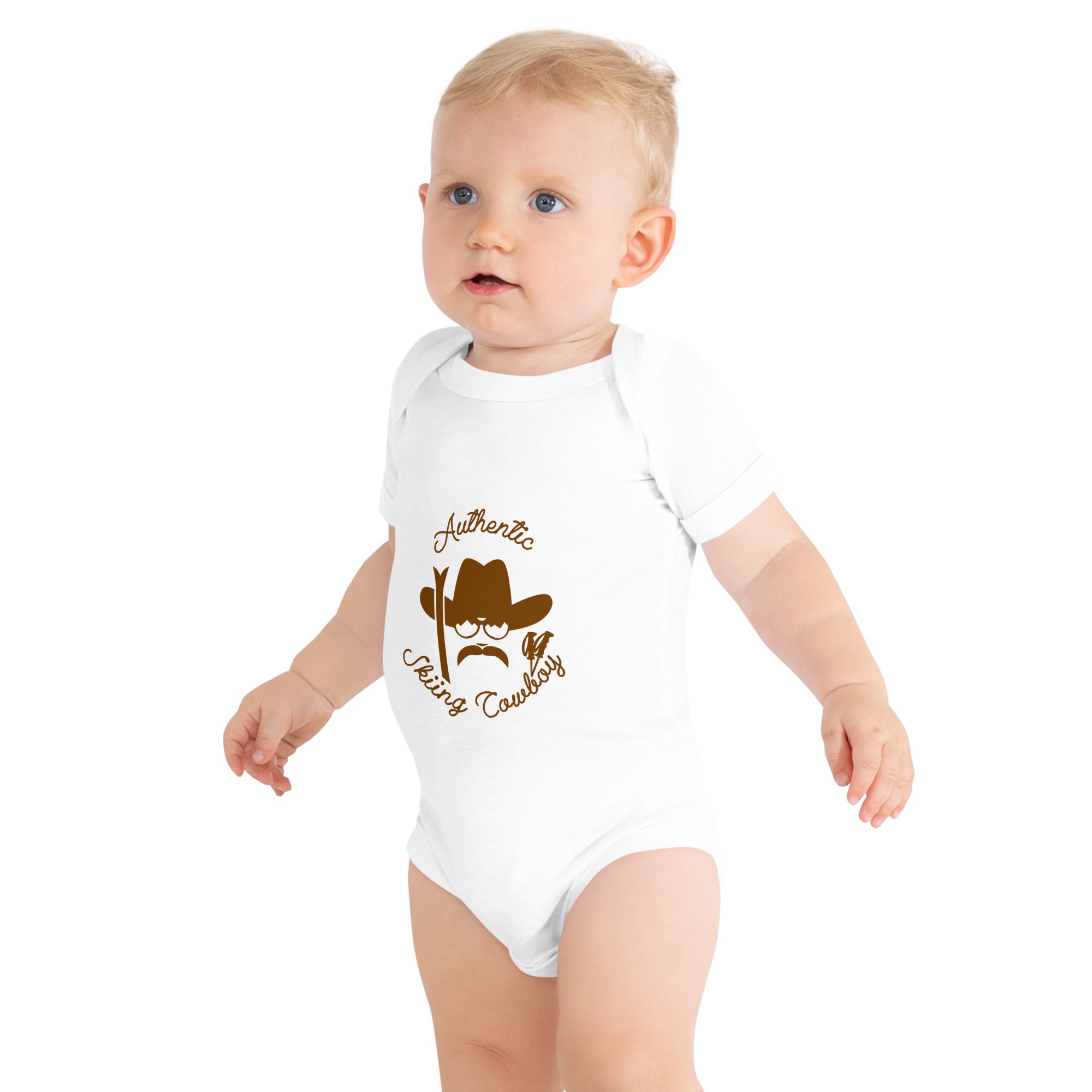 Baby short sleeve one piece Authentic Skiing Cowboy