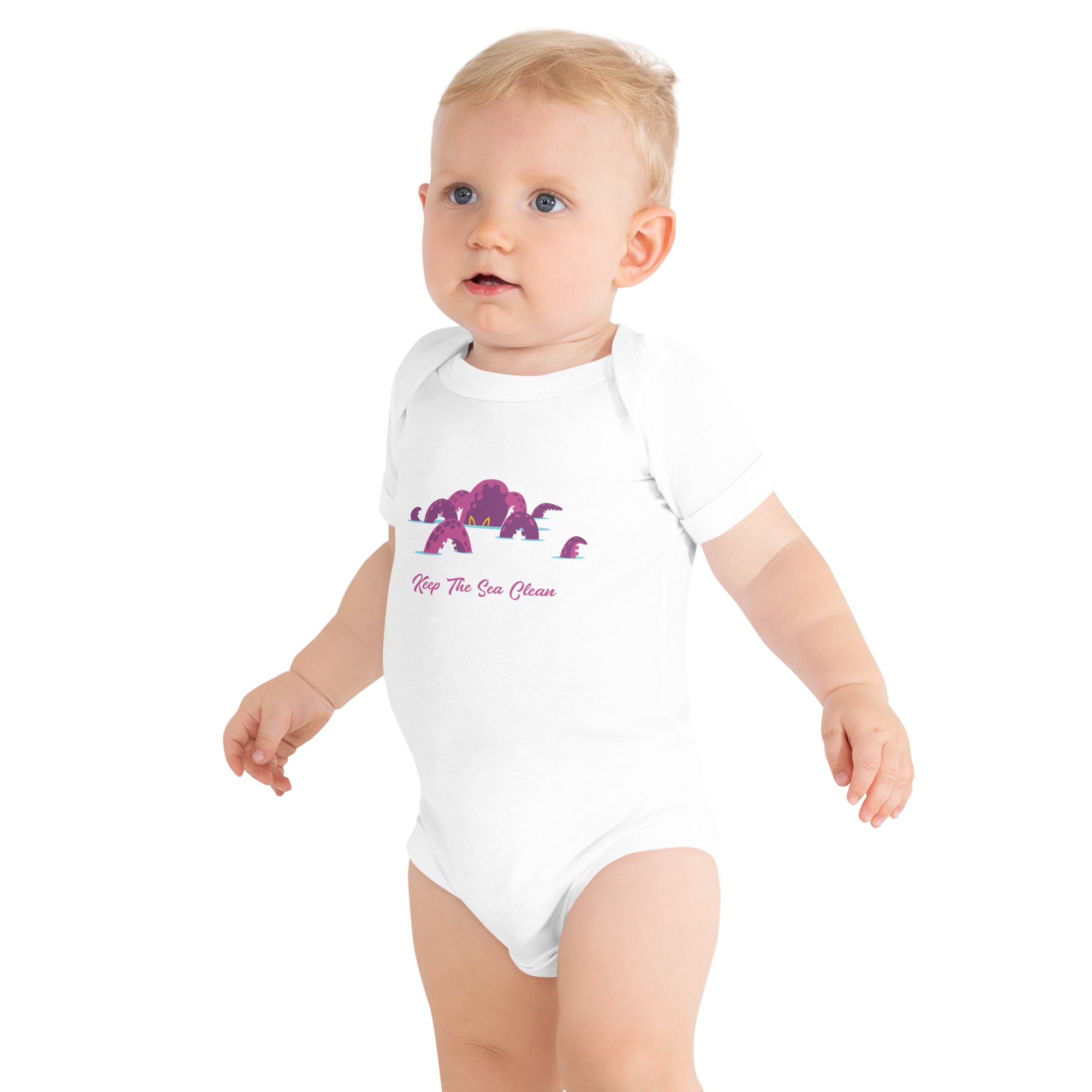 Baby short sleeve one piece Octopus Purple