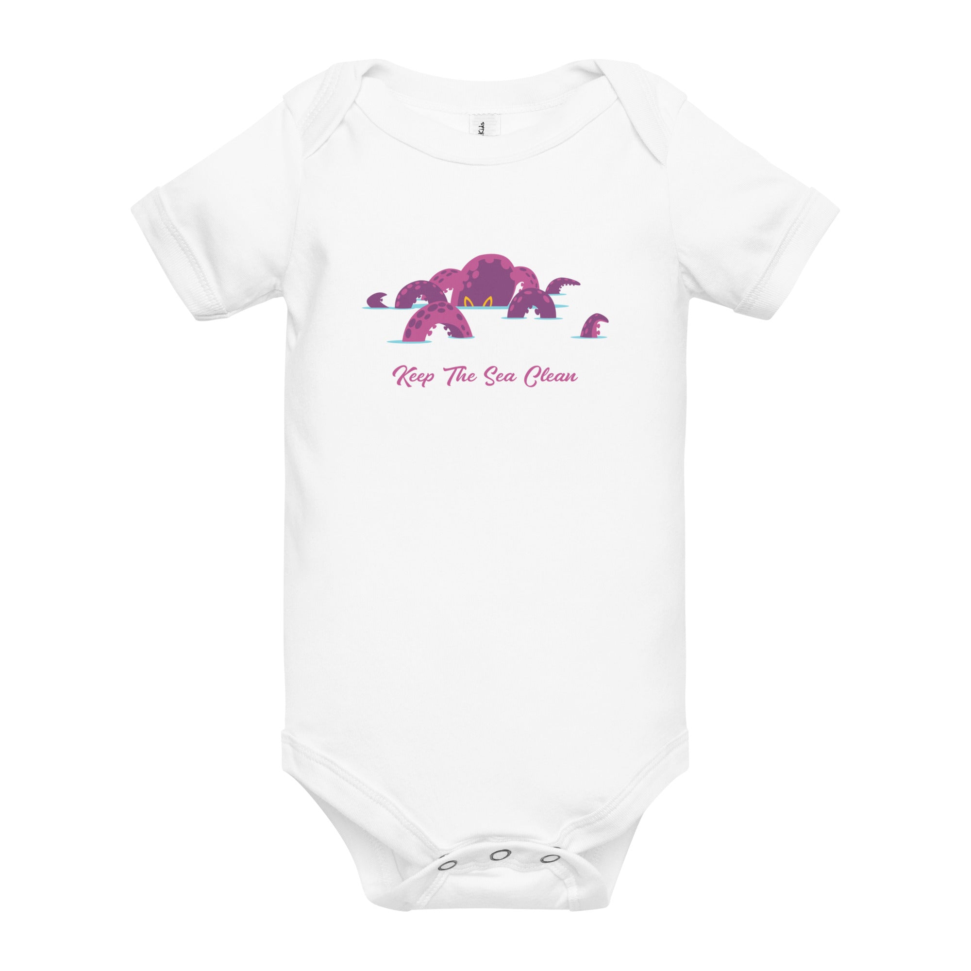 Baby short sleeve one piece Octopus Purple