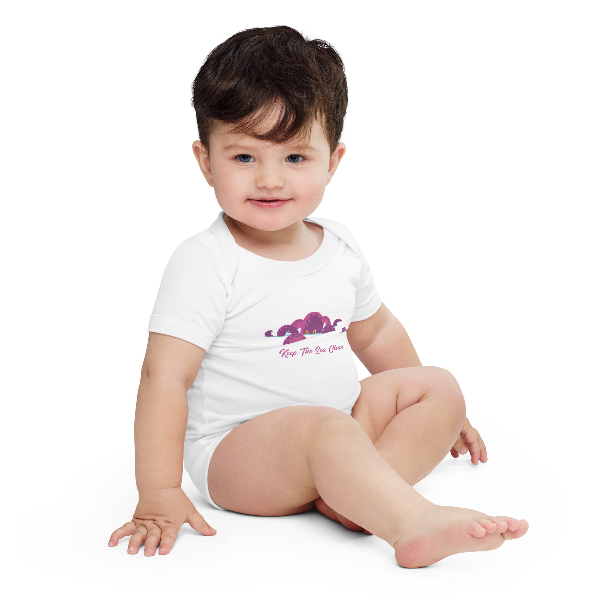 Baby short sleeve one piece Octopus Purple