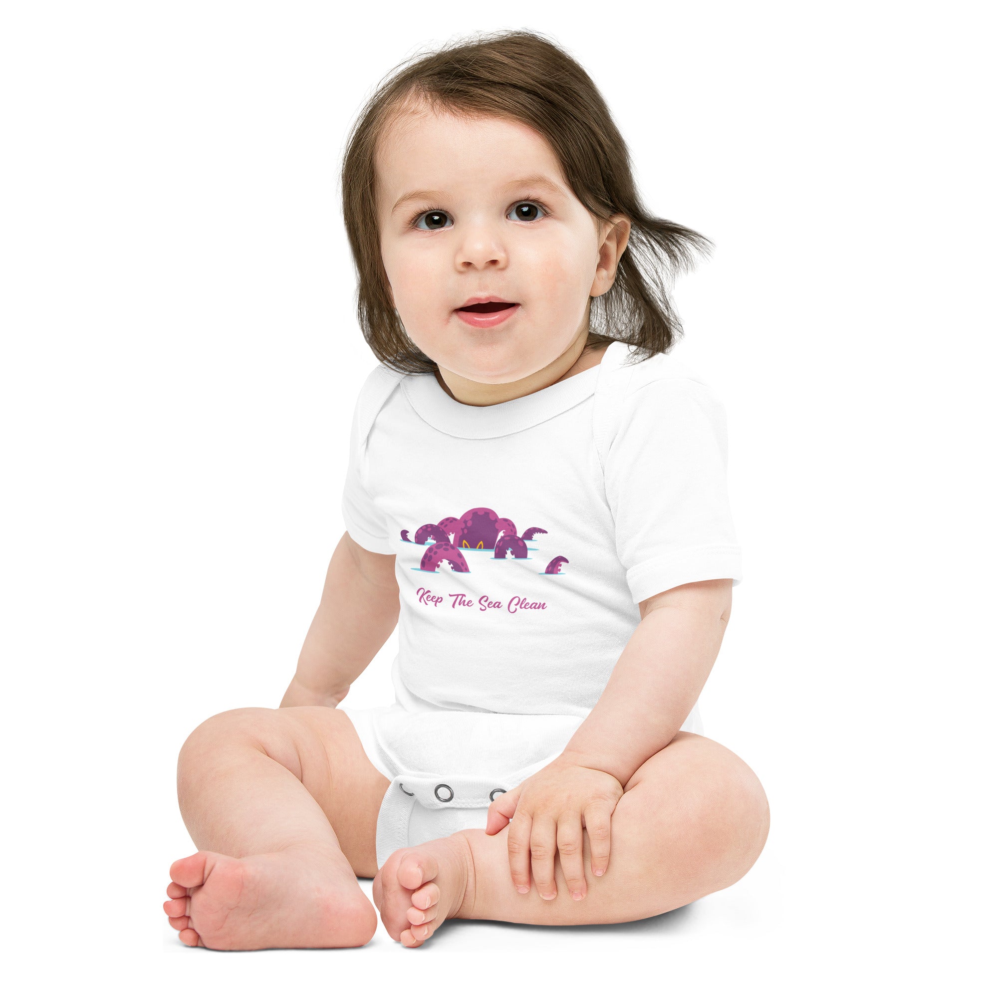 Baby short sleeve one piece Octopus Purple