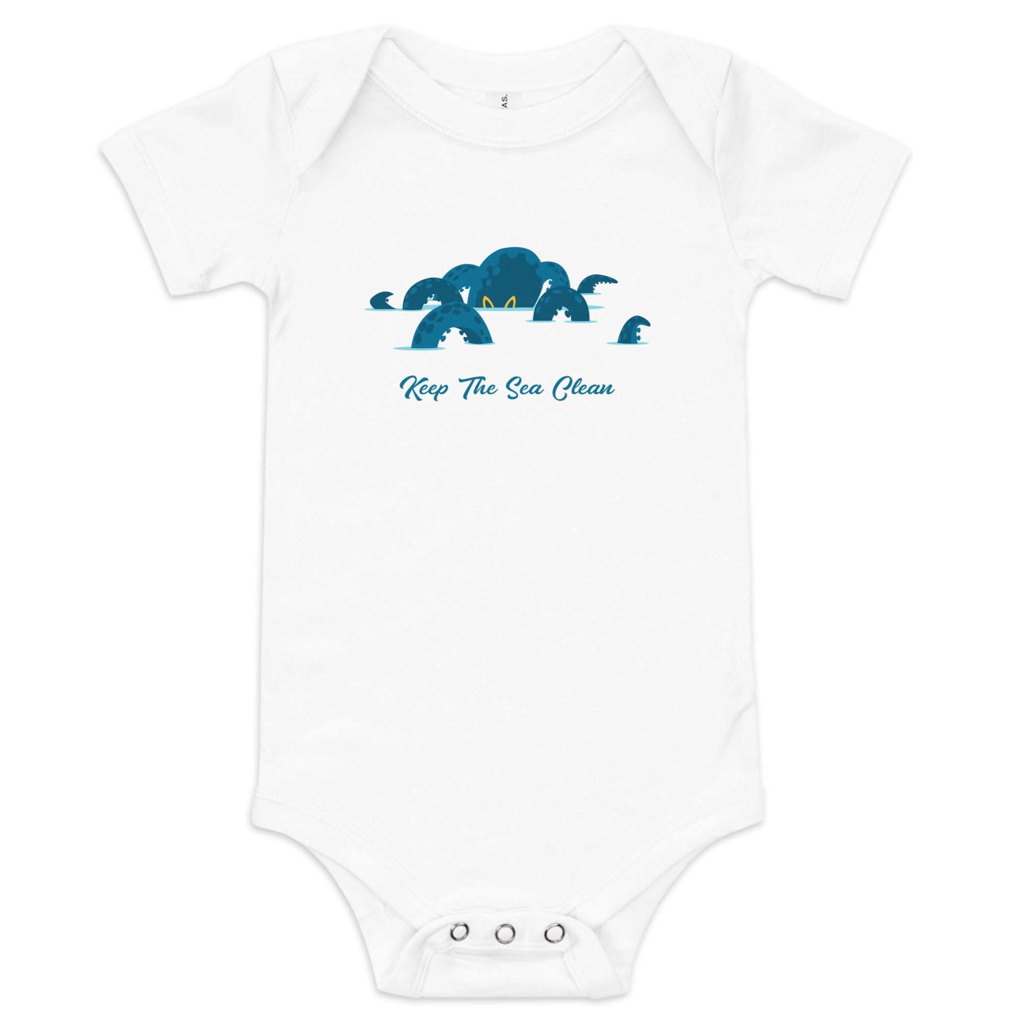 Baby short sleeve one piece Octopus Blue