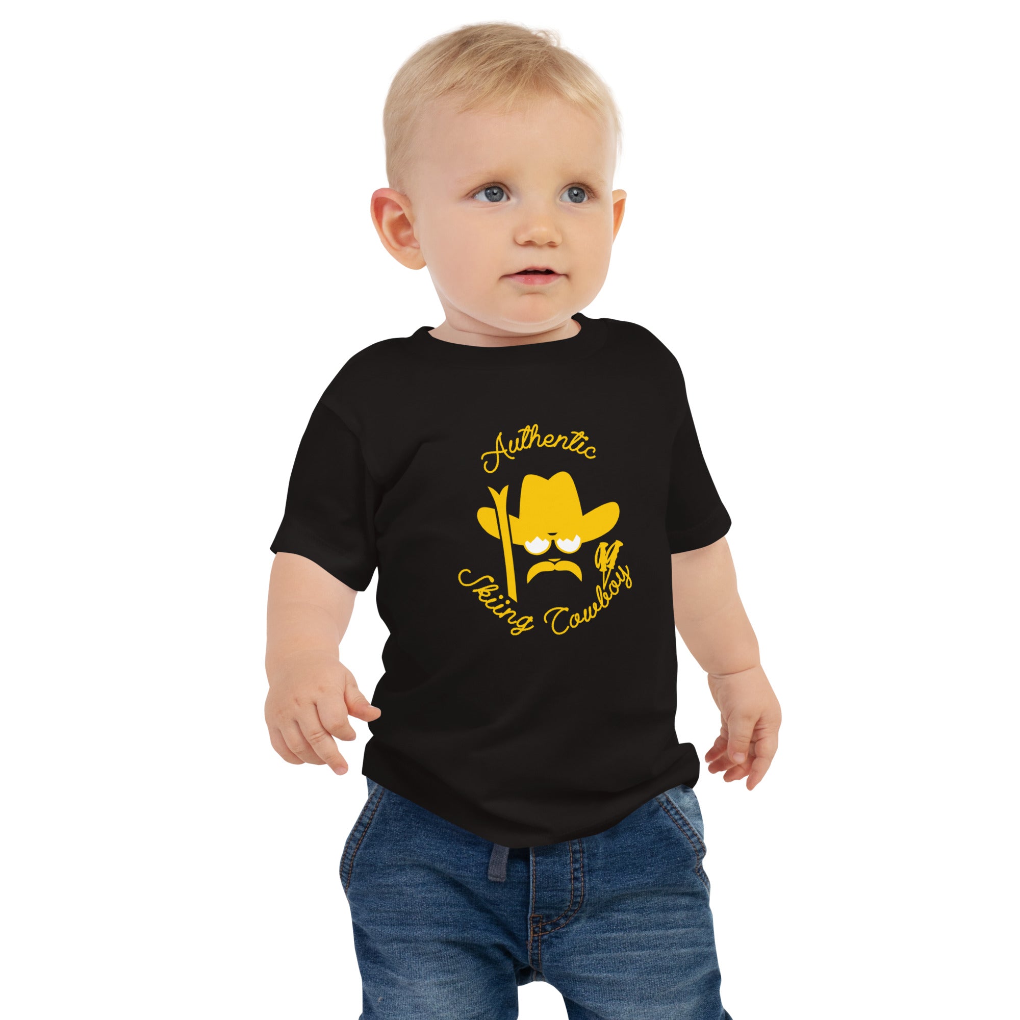 Baby T-shirt Authentic Skiing Cowboy Gold