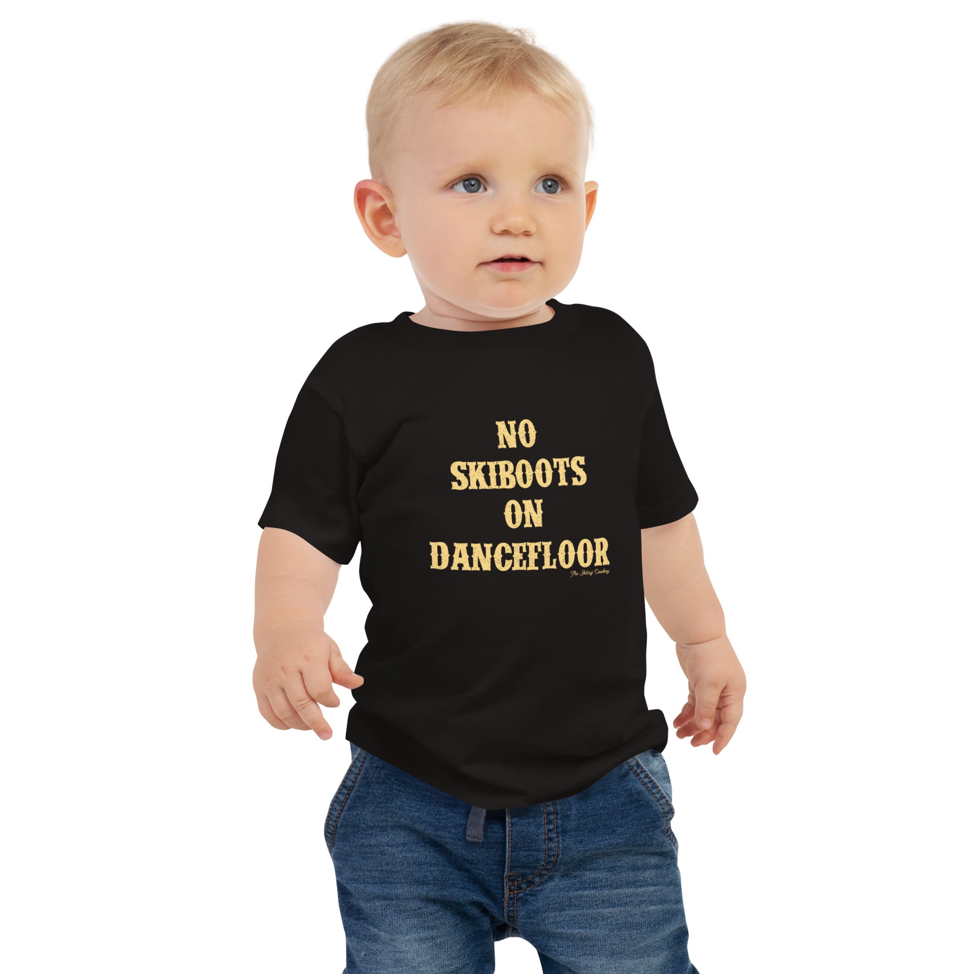 T-shirt pour bébé No Skiboots on Dancefloor texte clair