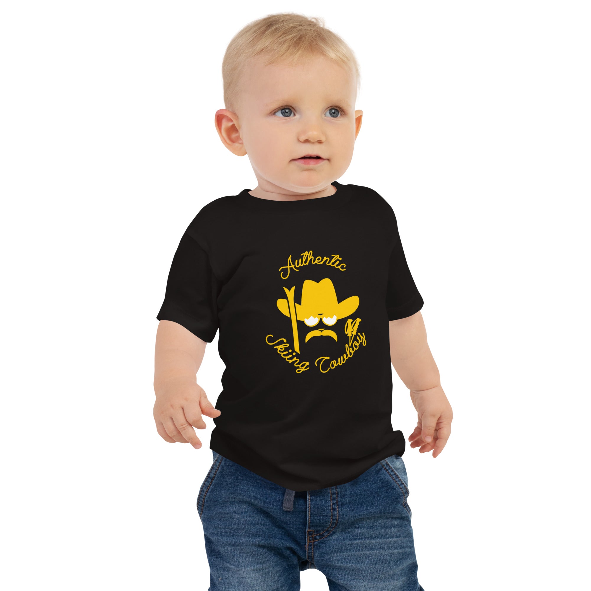 Baby T-shirt Authentic Skiing Cowboy Gold