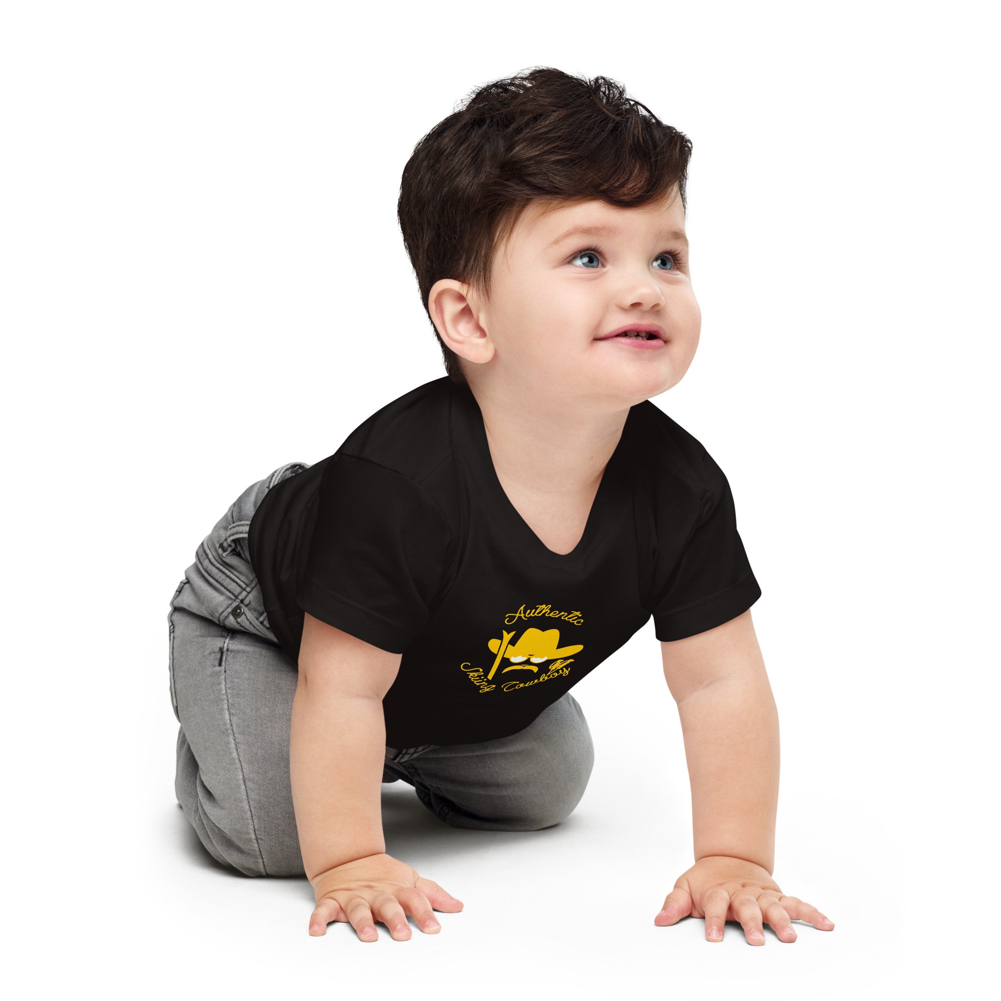 Baby T-shirt Authentic Skiing Cowboy Gold