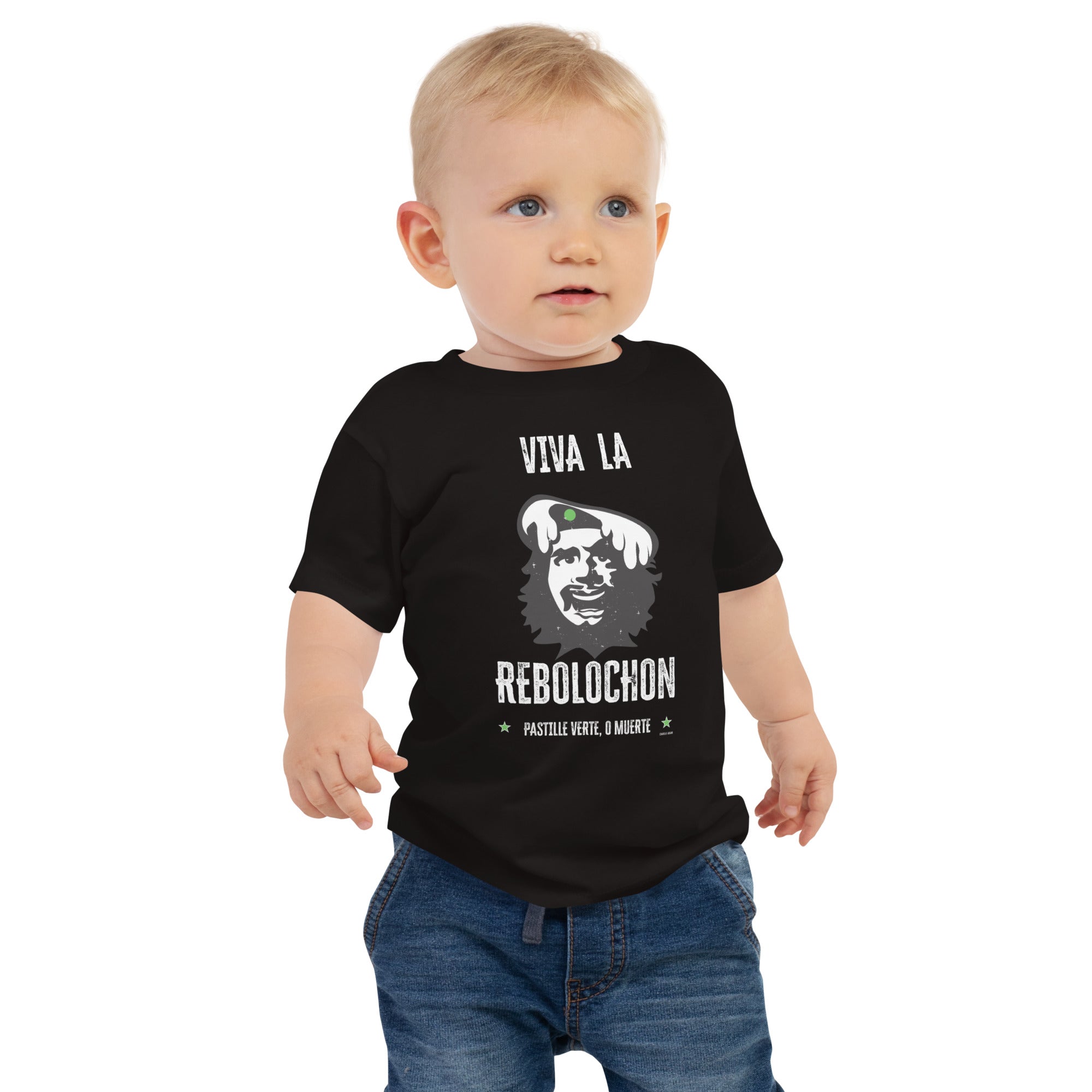 T-shirt pour bébé Viva la Rebolochon sur fond noir