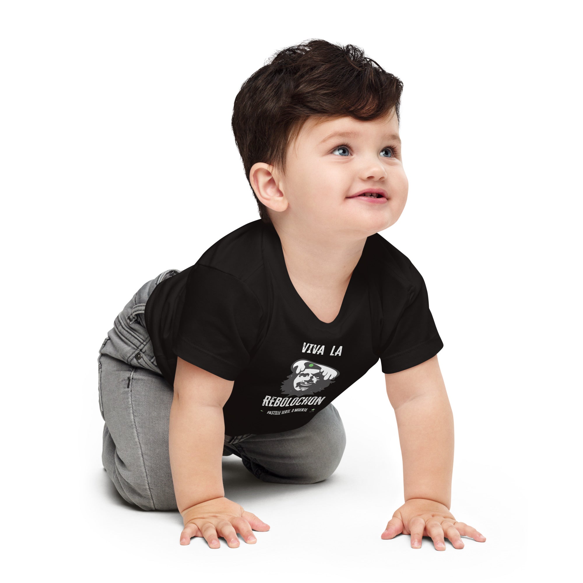 T-shirt pour bébé Viva la Rebolochon sur fond noir