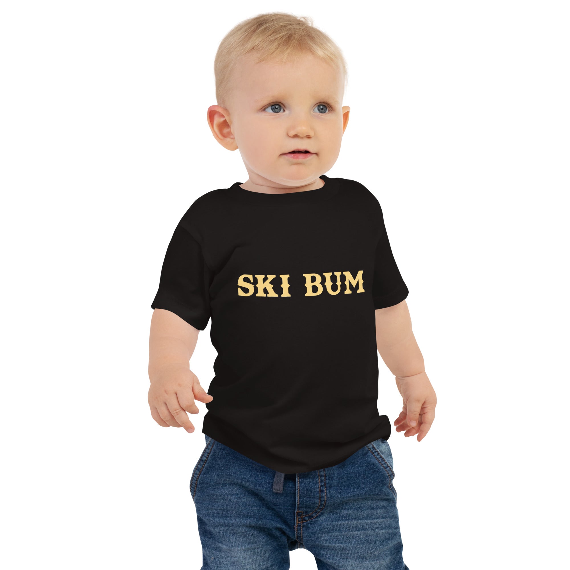 T-shirt pour bébé Ski Bum sur fond noir