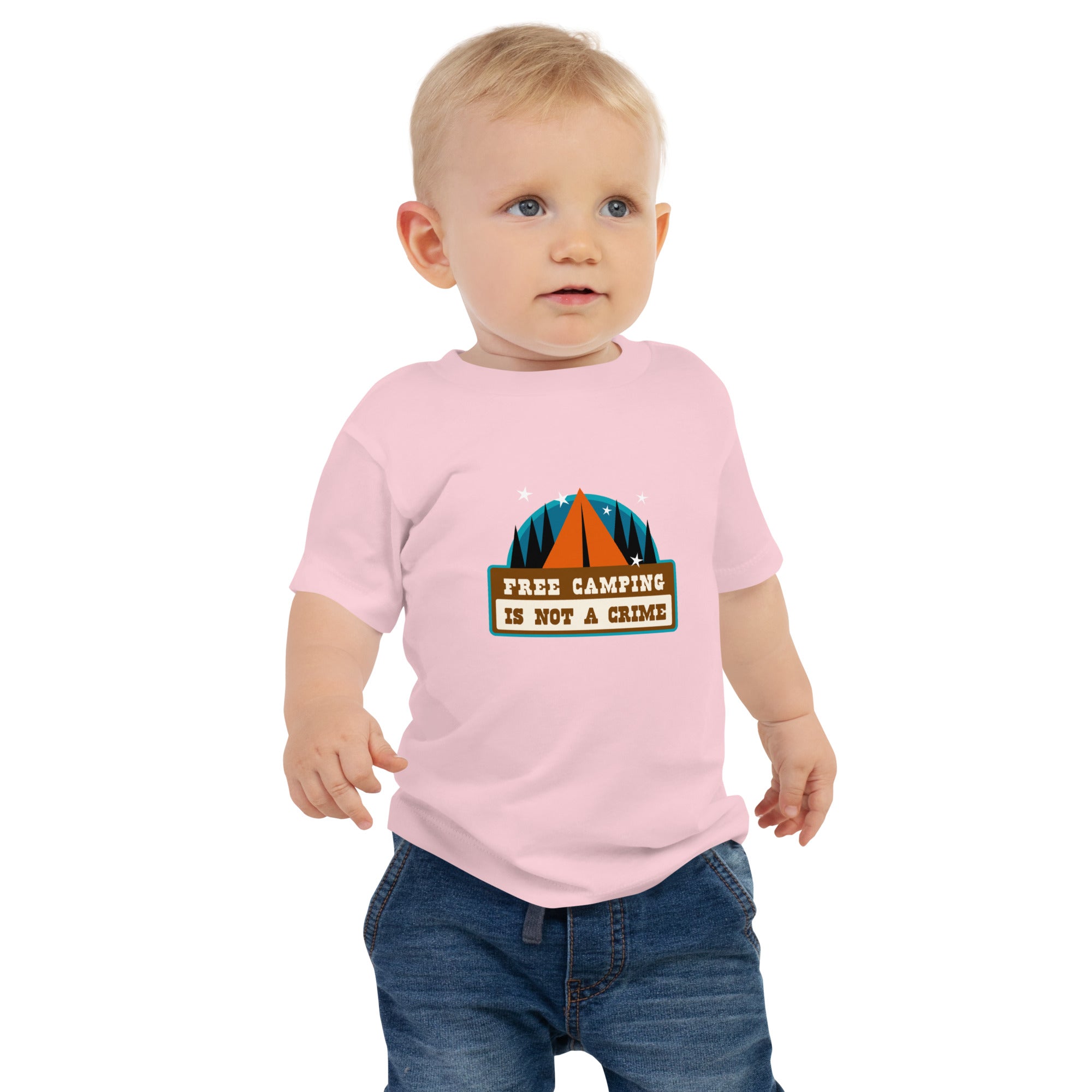 Baby T-shirt Free camping is not a crime graphic