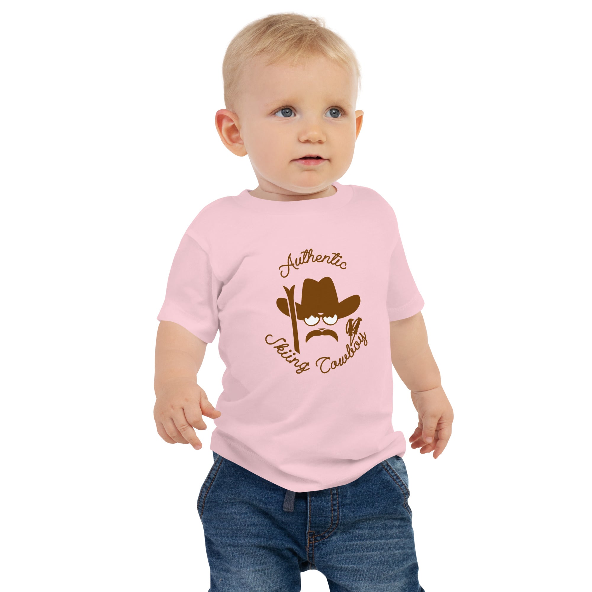 T-shirt pour bébé Authentic Skiing Cowboy marron