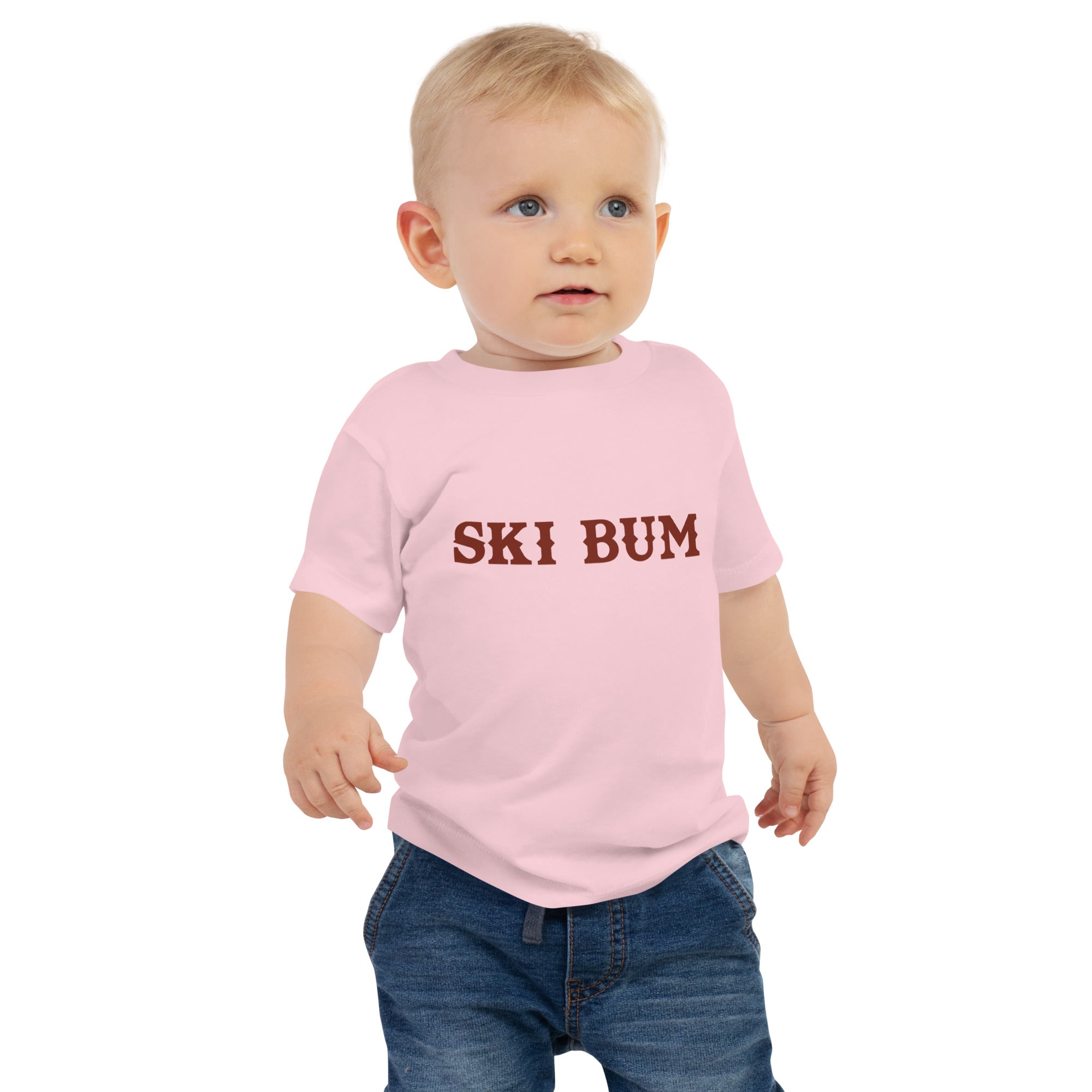 T-shirt pour bébé Ski Bum sur fond clair