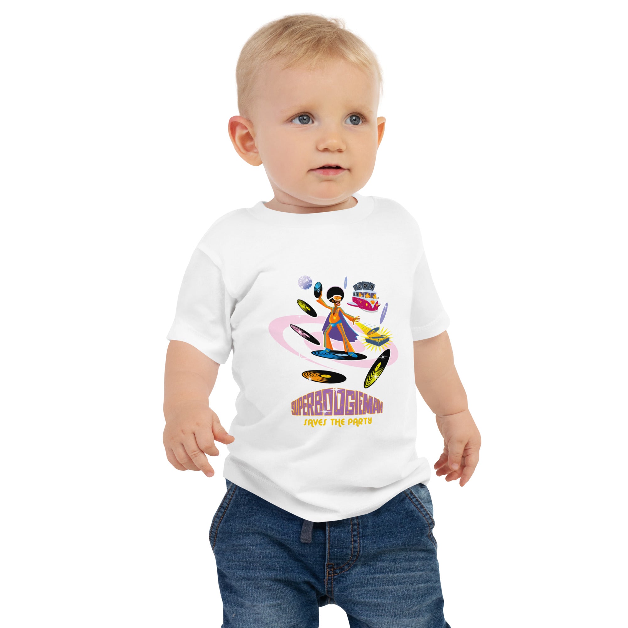 Baby T-shirt Superboogieman Saves the Party