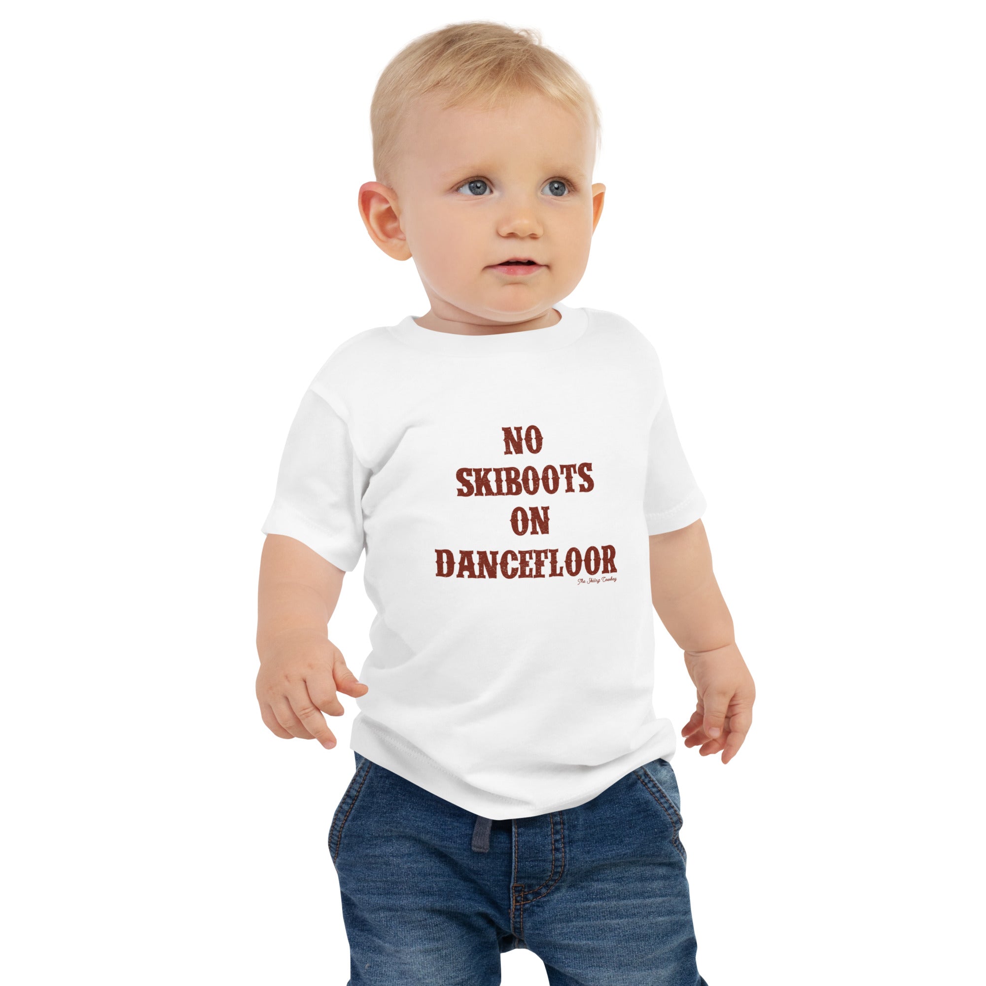 T-shirt pour bébé No Skiboots on Dancefloor texte foncé