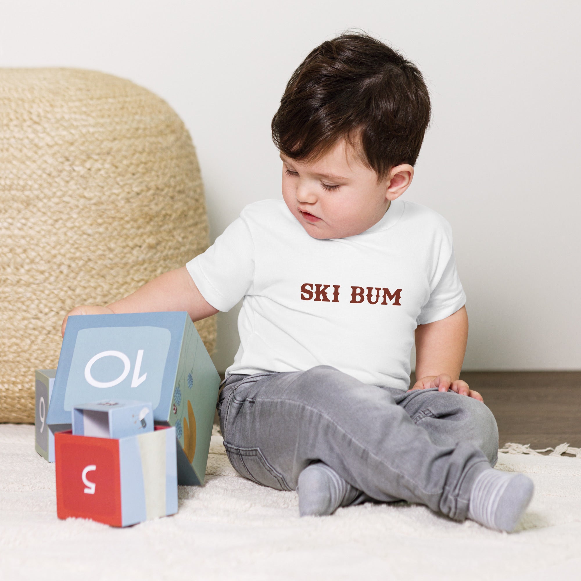 Baby T-shirt Ski Bum on light colors