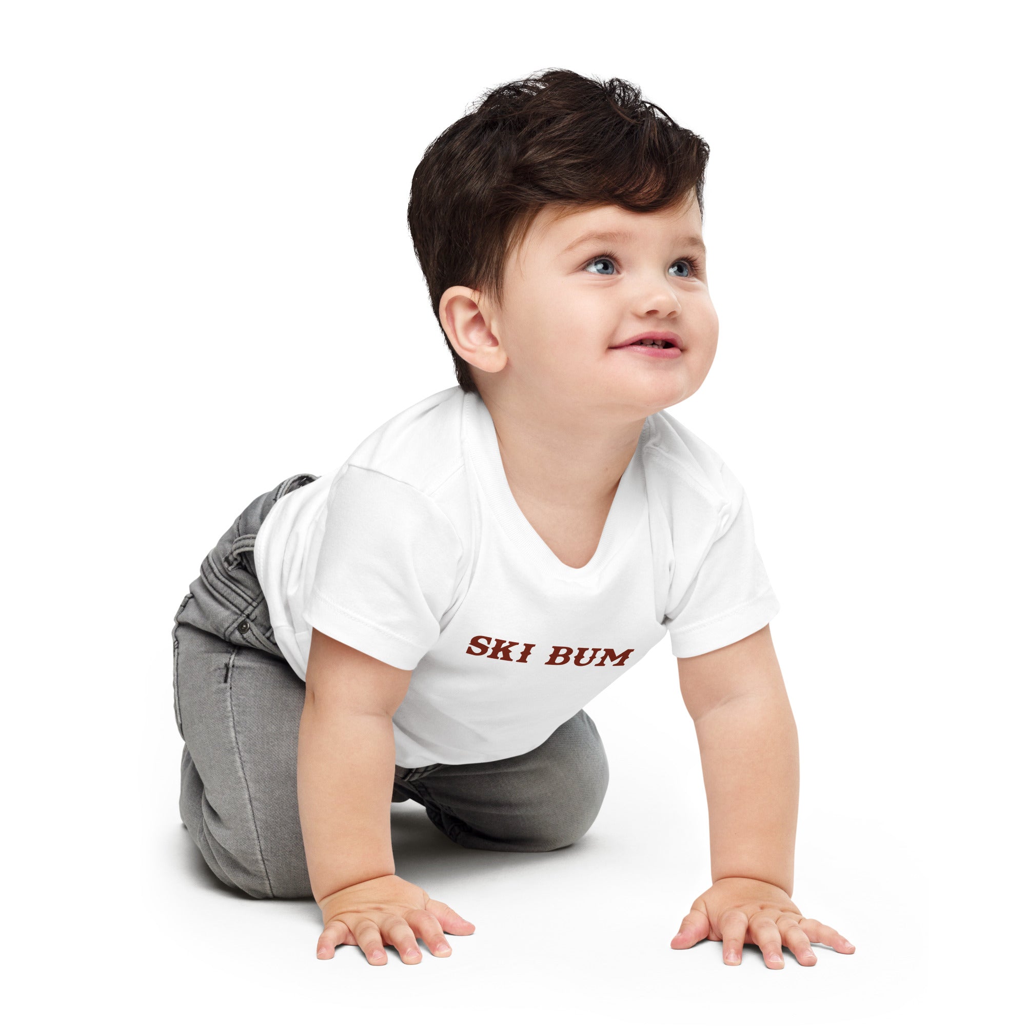 T-shirt pour bébé Ski Bum sur fond clair