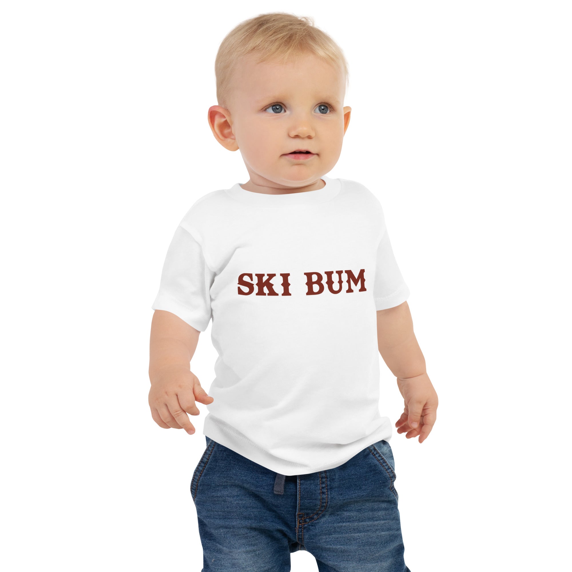 T-shirt pour bébé Ski Bum sur fond clair