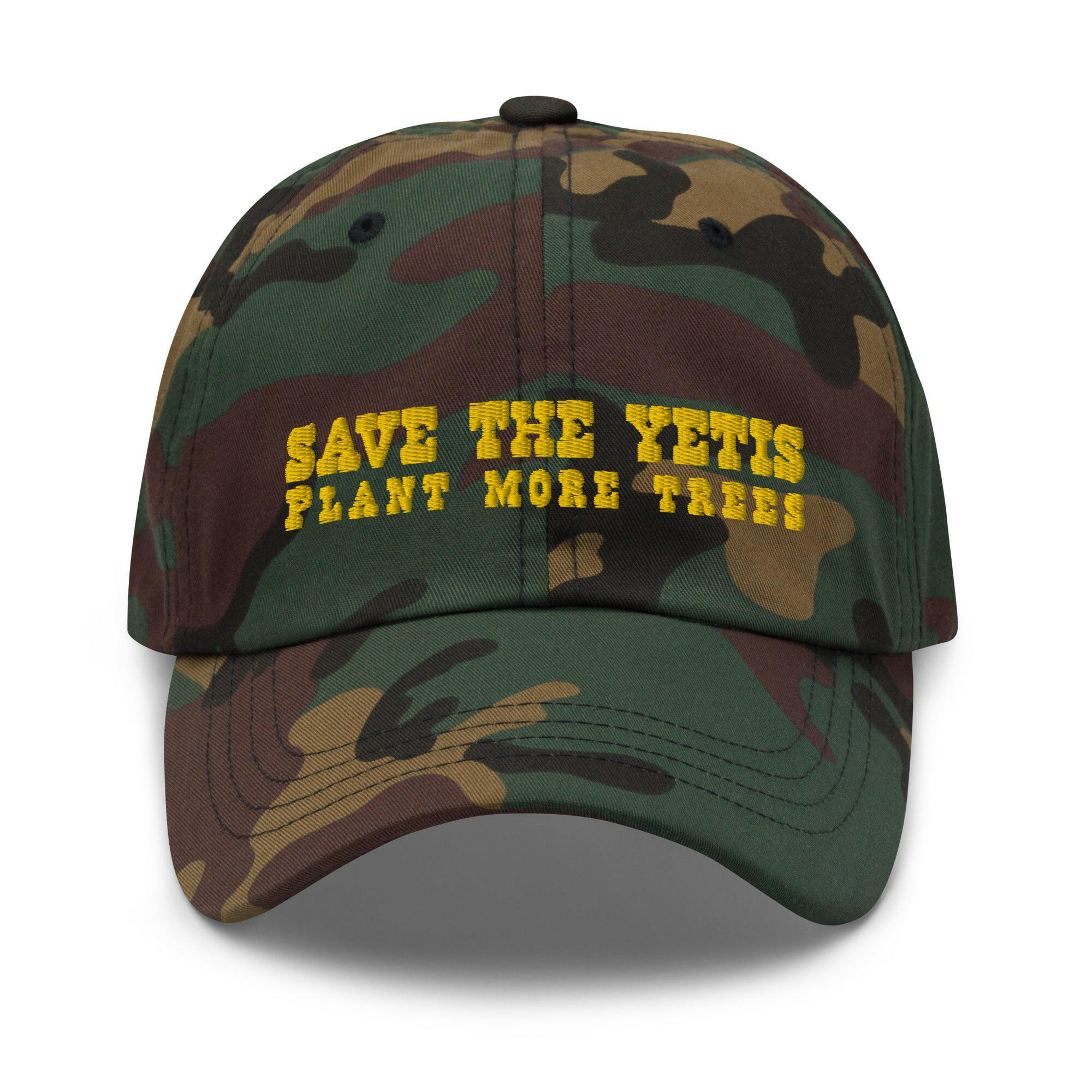 Camo Dad hat Save the Yetis, Plant more Trees