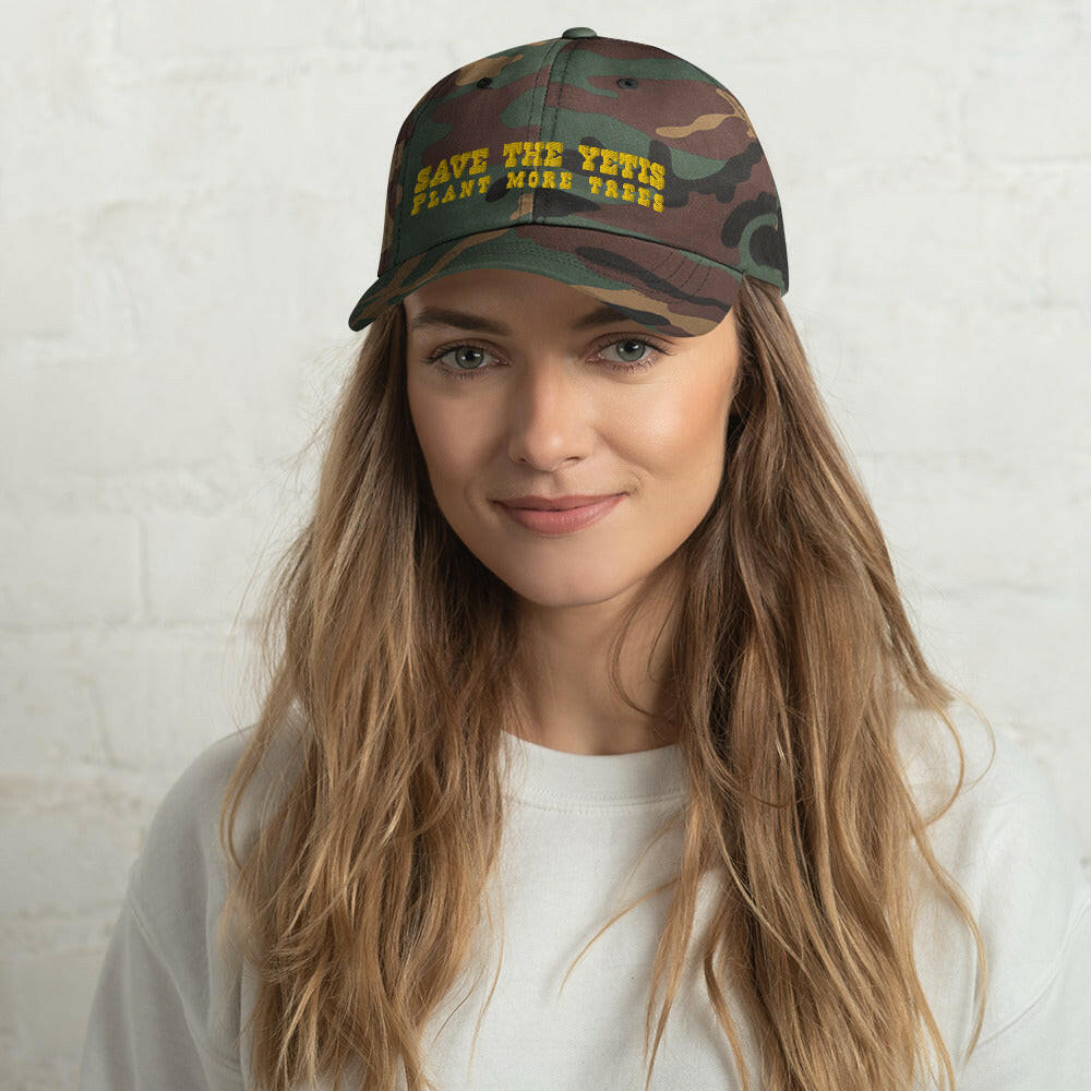 Camo Dad hat Save the Yetis, Plant more Trees