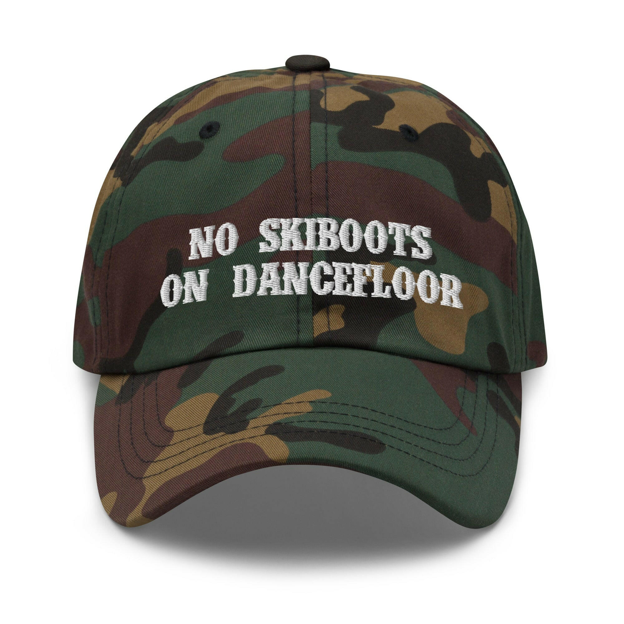 Camo Dad hat No Skiboots on Dancefloor