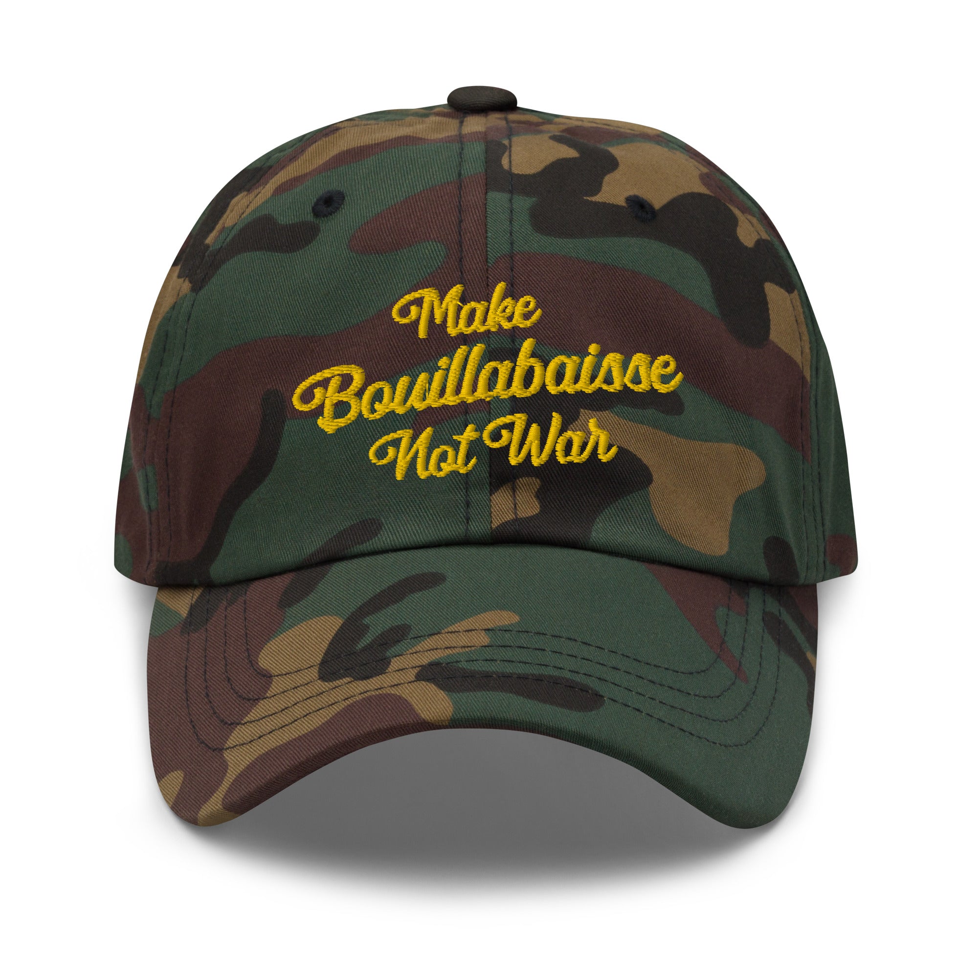 Casquette de Baseball camouflage Make Bouillabaisse Not War