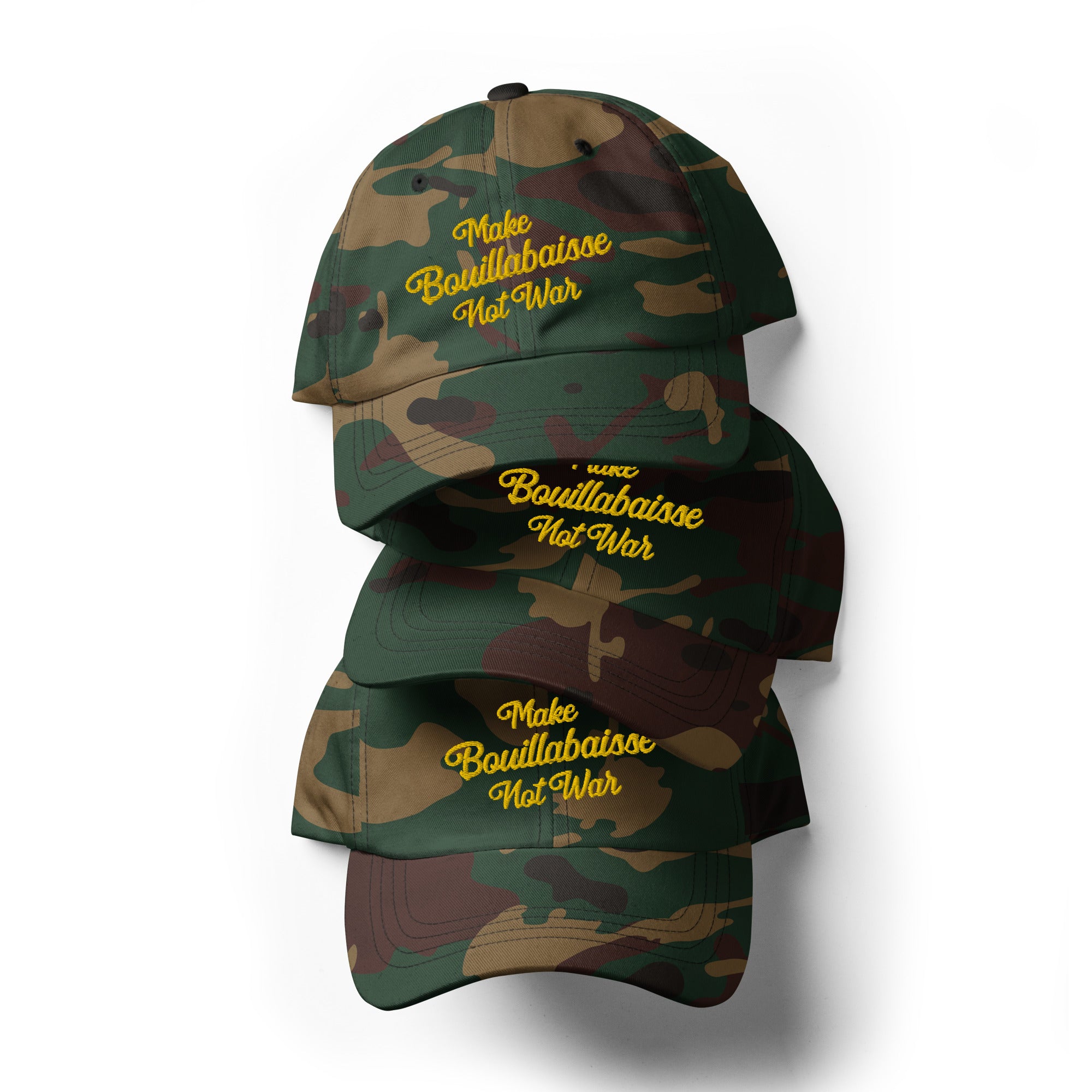 Casquette de Baseball camouflage Make Bouillabaisse Not War