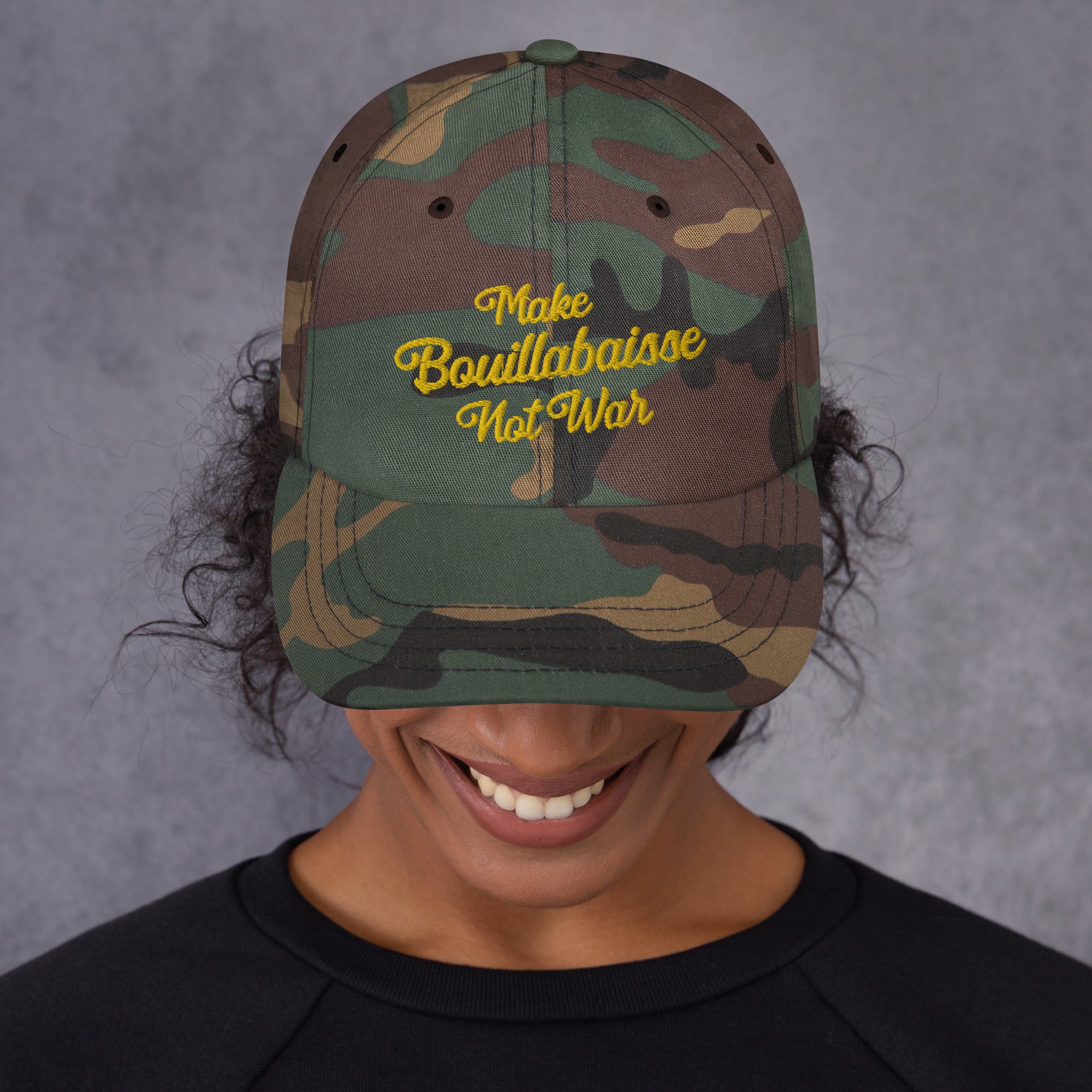 Casquette de Baseball camouflage Make Bouillabaisse Not War