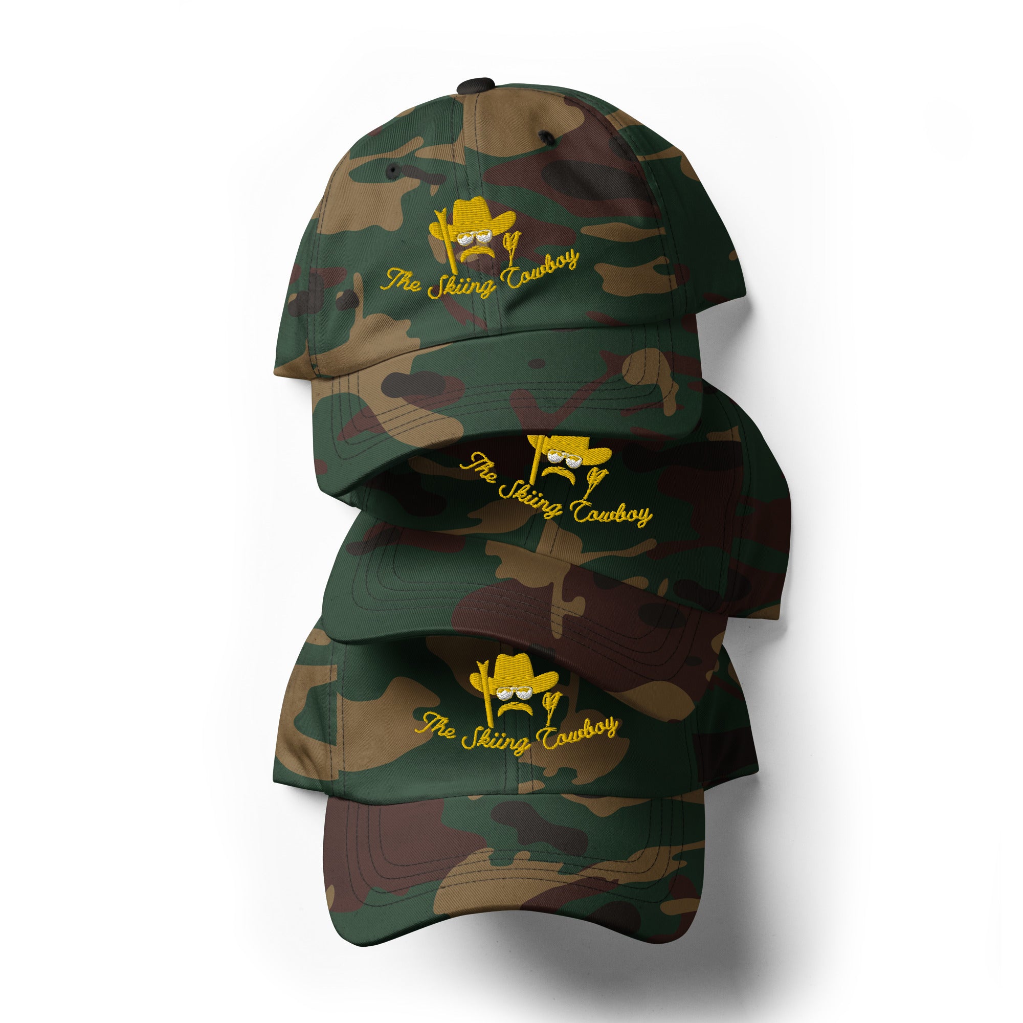 Camo Dad hat The Skiing Cowboy Gold