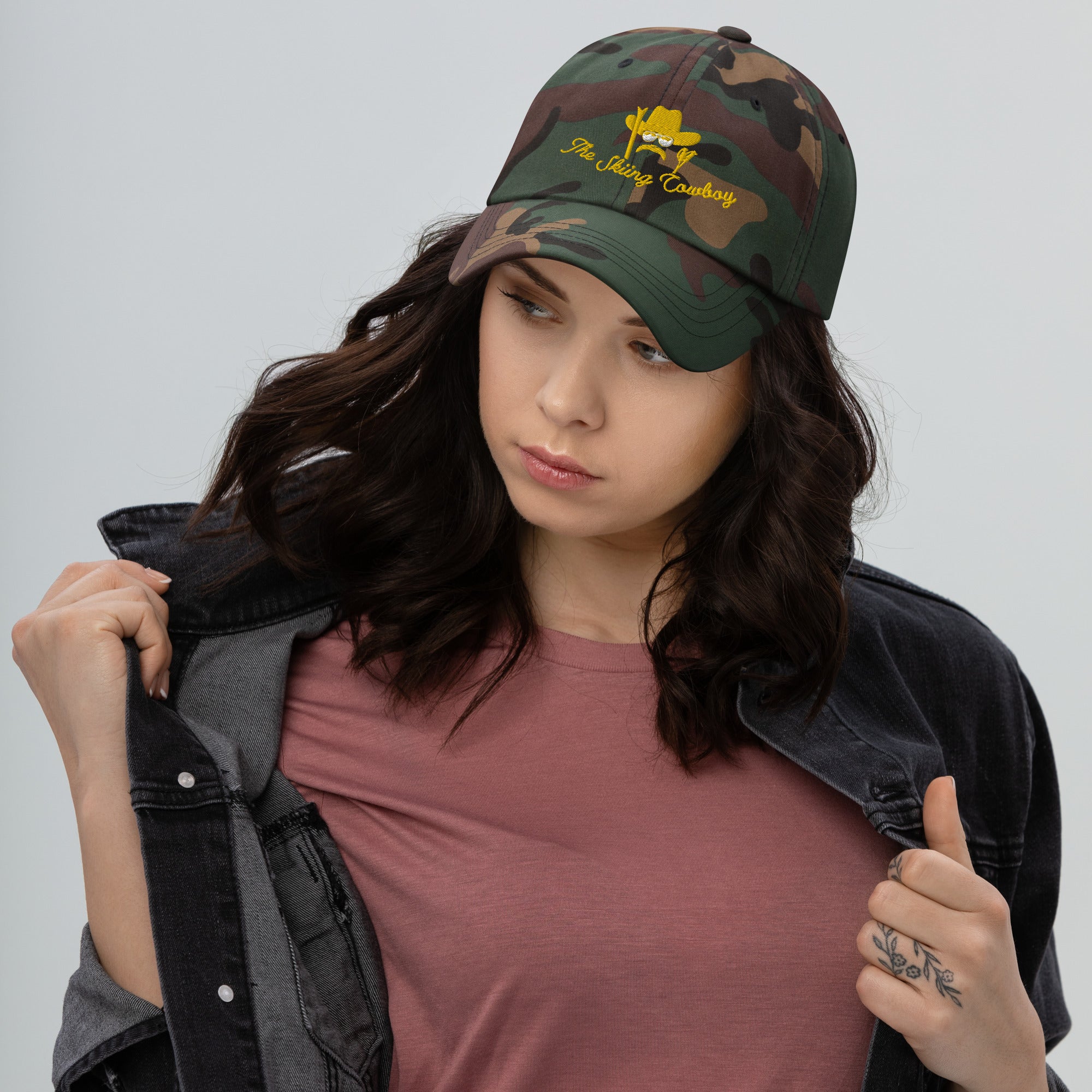 Camo Dad hat The Skiing Cowboy Gold