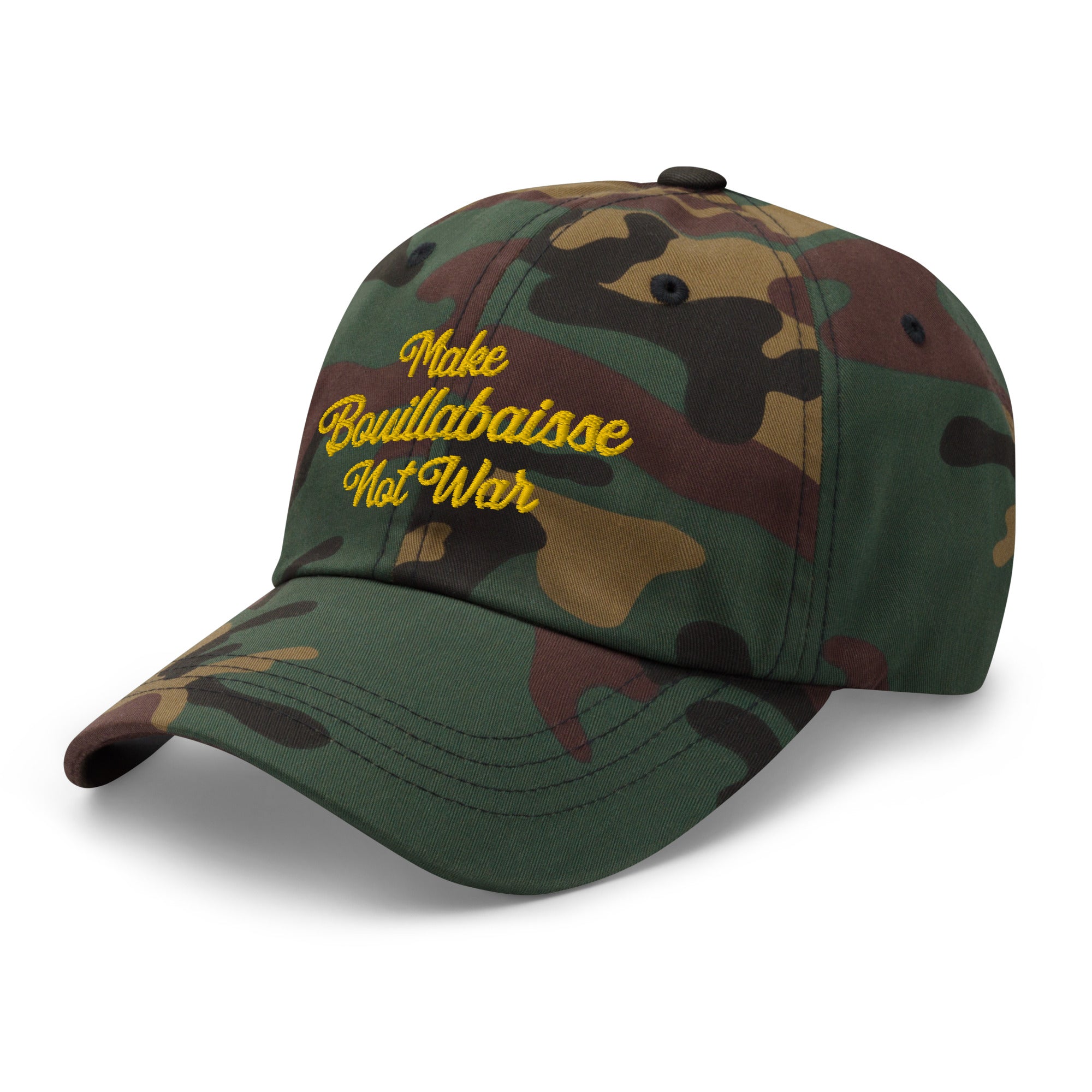 Casquette de Baseball camouflage Make Bouillabaisse Not War