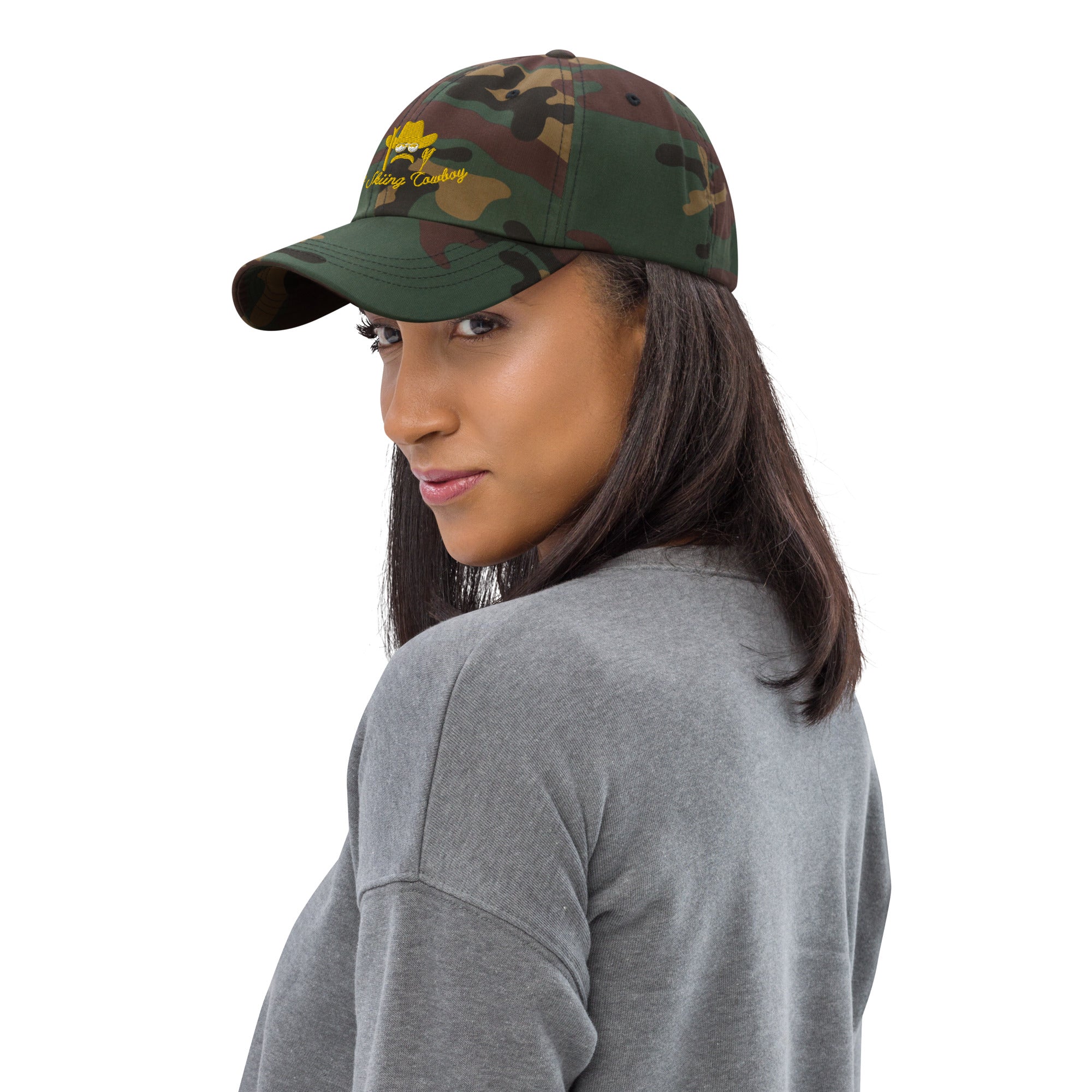 Camo Dad hat The Skiing Cowboy Gold