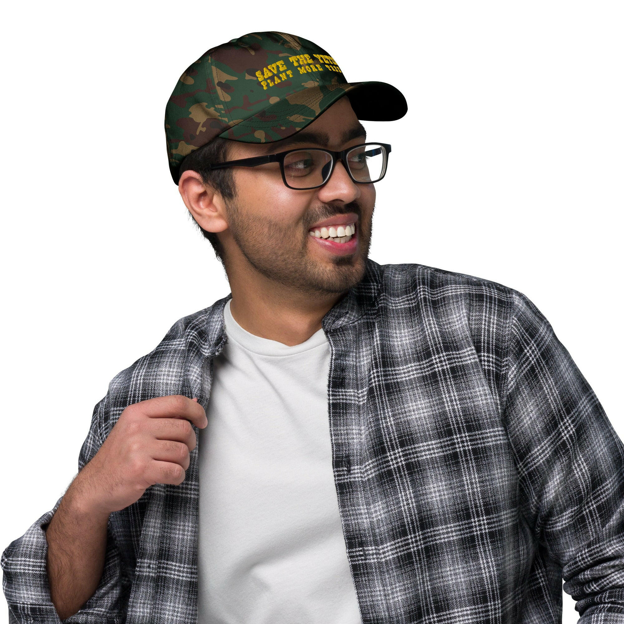 Camo Dad hat Save the Yetis, Plant more Trees